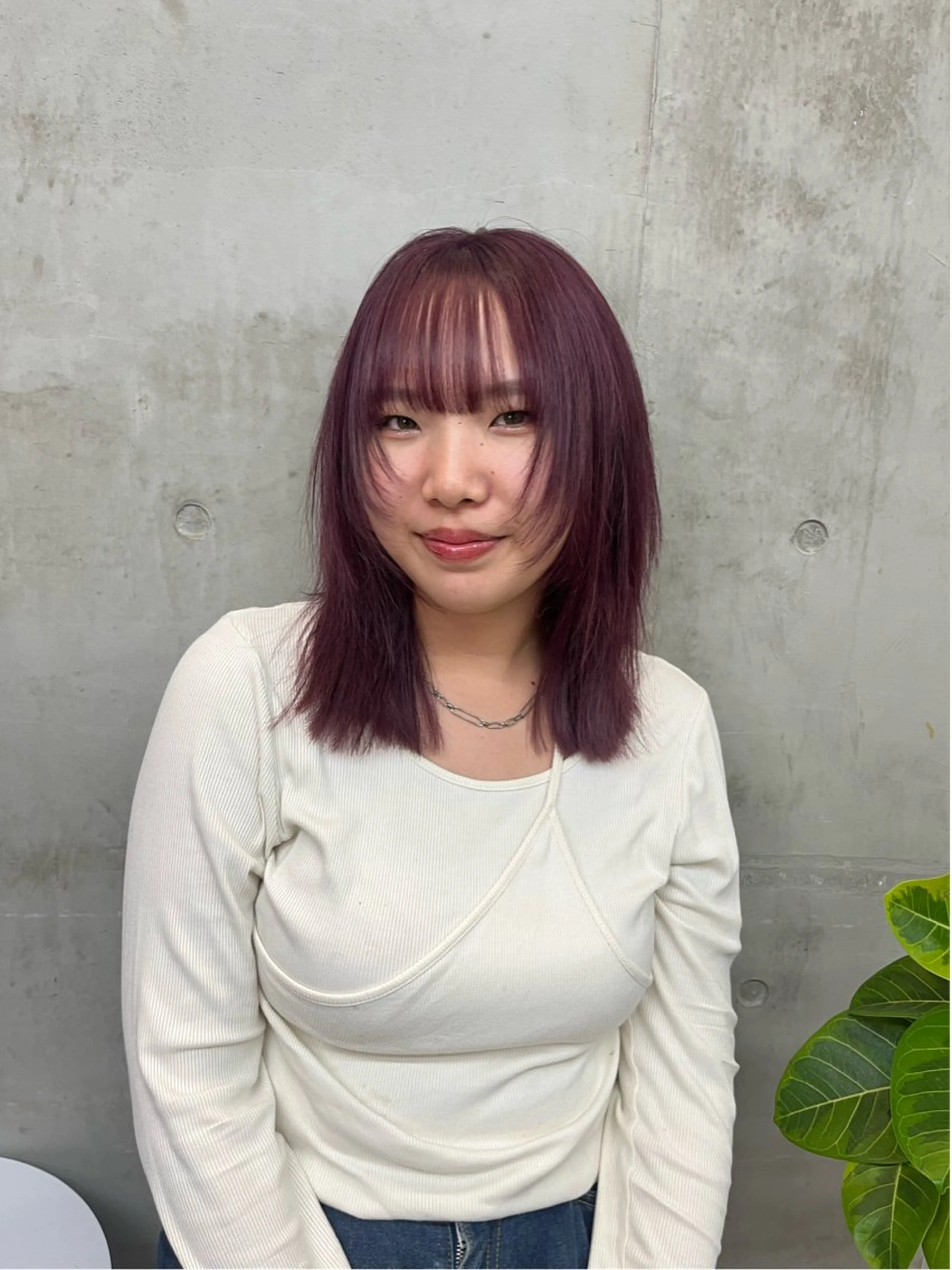 ロング ピンクラベンダー 顔まわりレイヤー 顔周りカット レイヤーカット ヘアカラー SALT WATER所属・🫐 𝐌𝐚𝐨 🫐ボブモデル募集のヘアスタイル