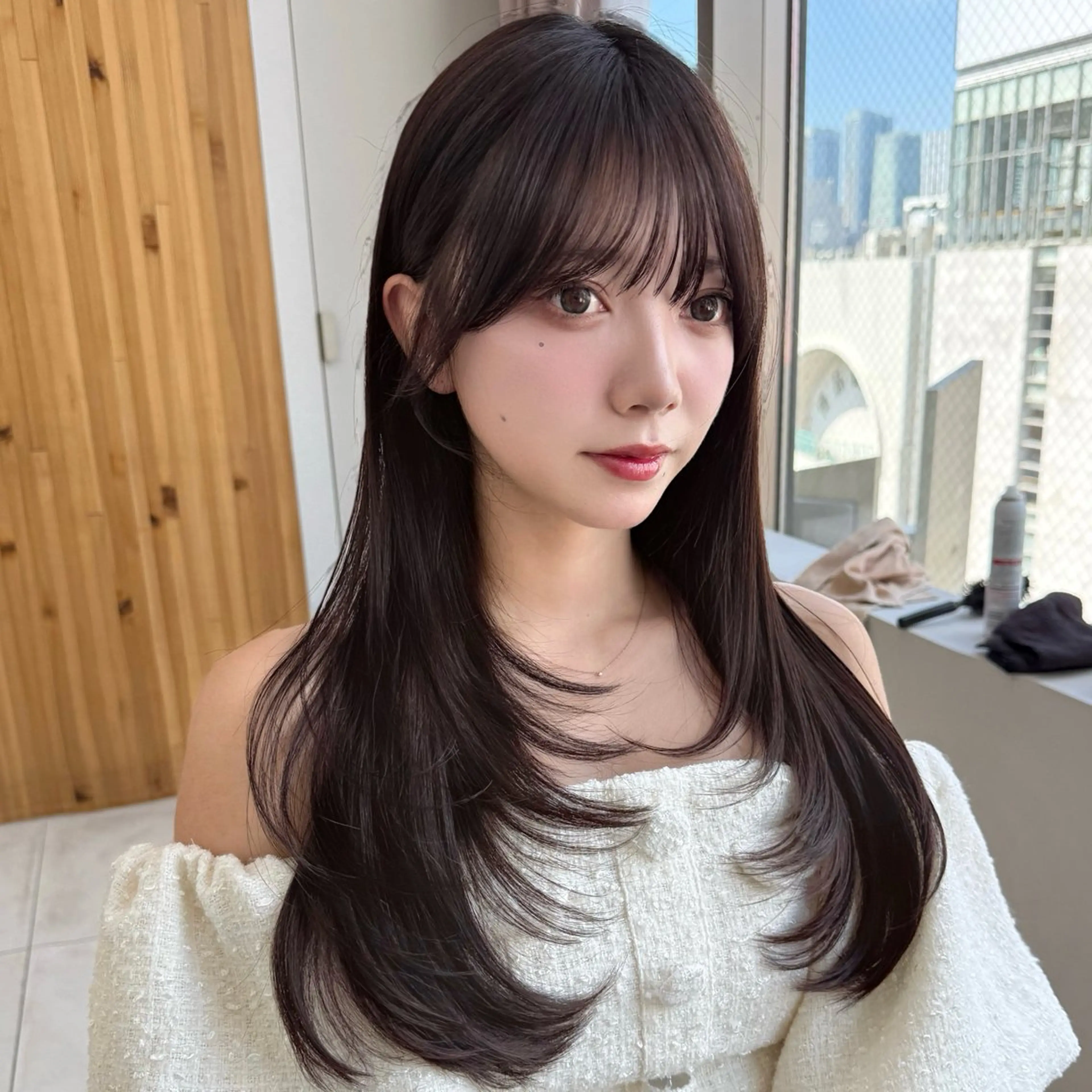 ロング カラー カット ヘアカラー トリートメント 結べるレイヤー/ ミディアム/島田 佑のヘアスタイル