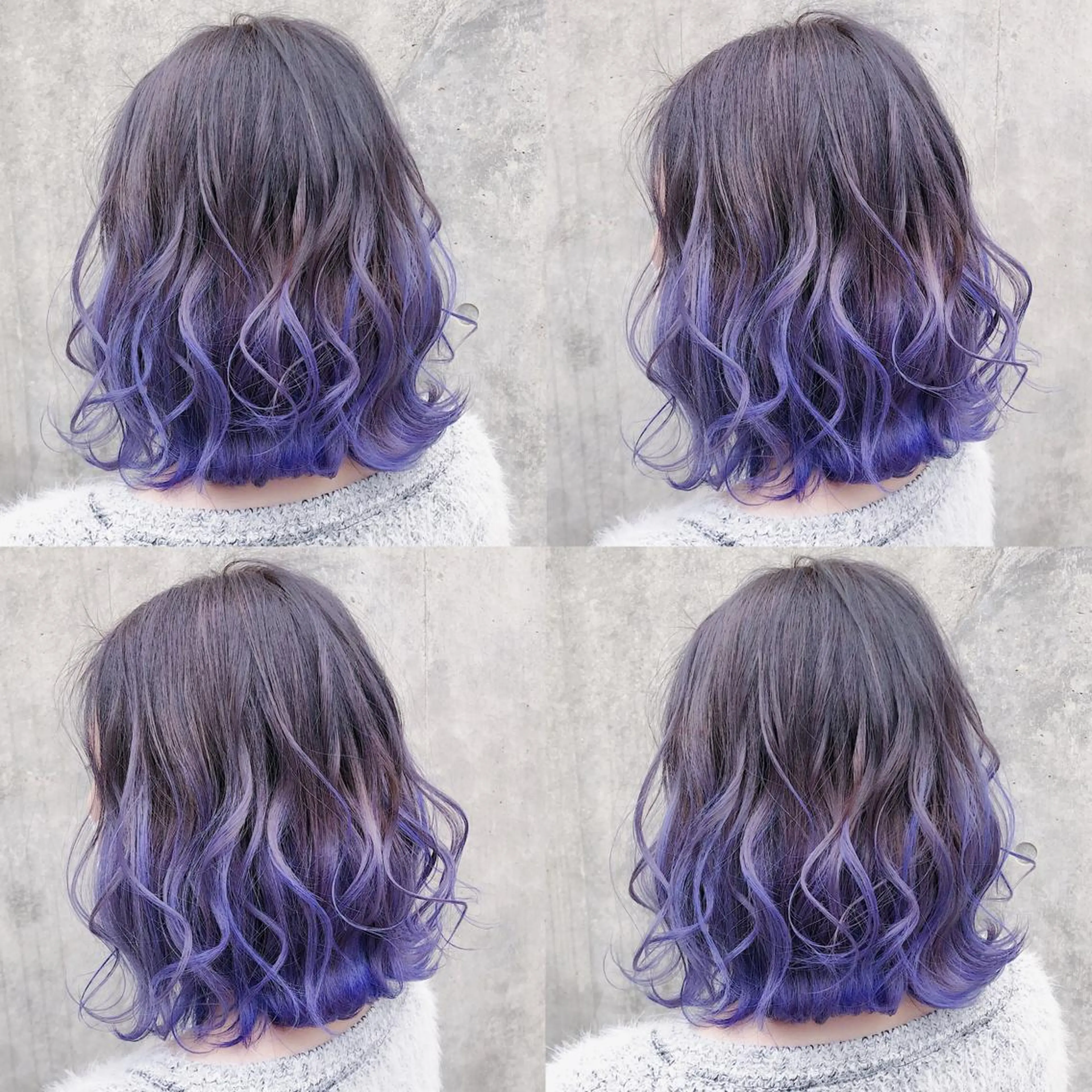ミディアム カラー ヘアアレンジ メンズ キッズ ブルーカラー ブルーラベンダー グラデーションカラー ラベンダーカラー ヘアカラー トリートメント 💟Chloe原宿店 🩶ハイトーンのヘアスタイル