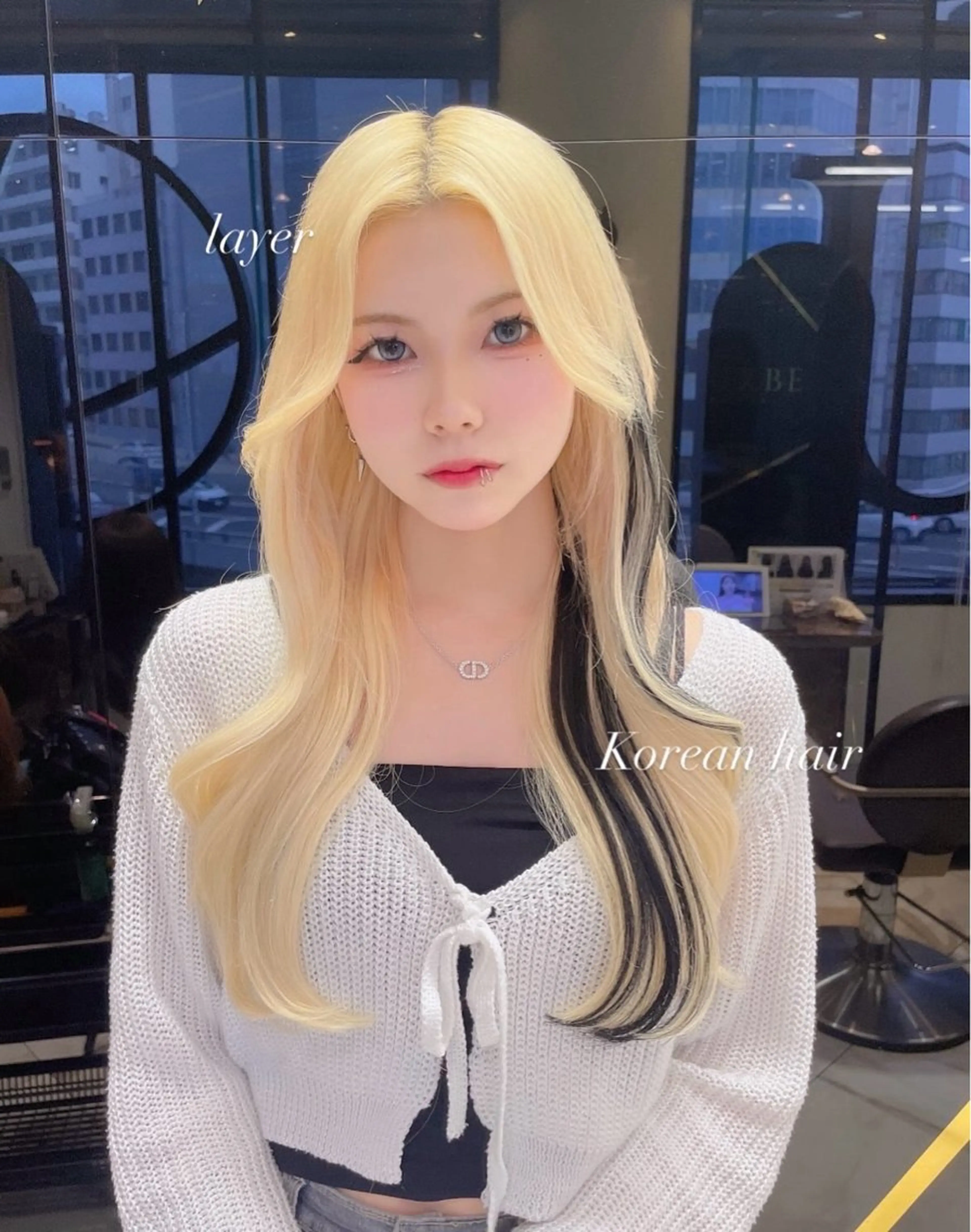 韓国アイドルになりたい🇰🇷‎🤍艶髪ヘア‪ෆ‪.*･ﾟダブルカラーの写真