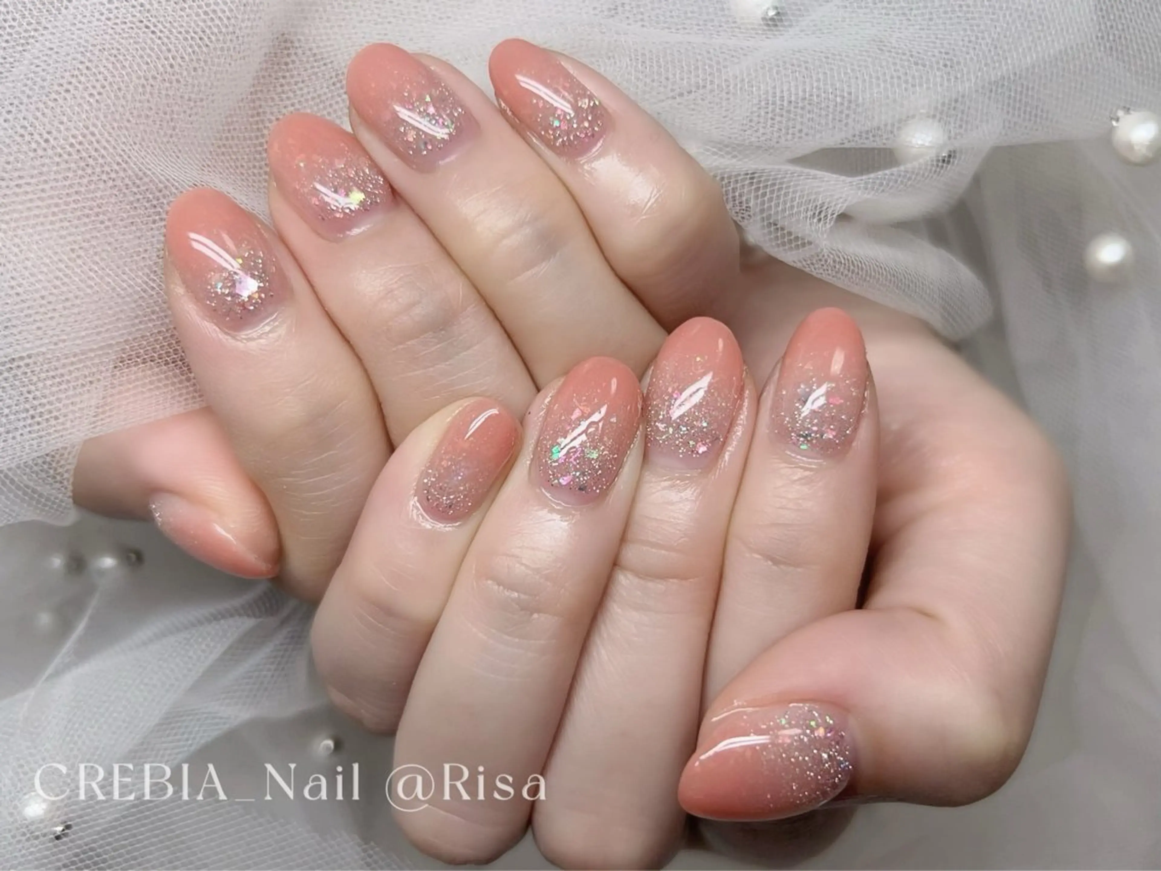 ネイル ラメ(グリッター) ラメグラデーション CREBIA beaute ネイル部所属・CREBIA @Risaのネイルデザイン