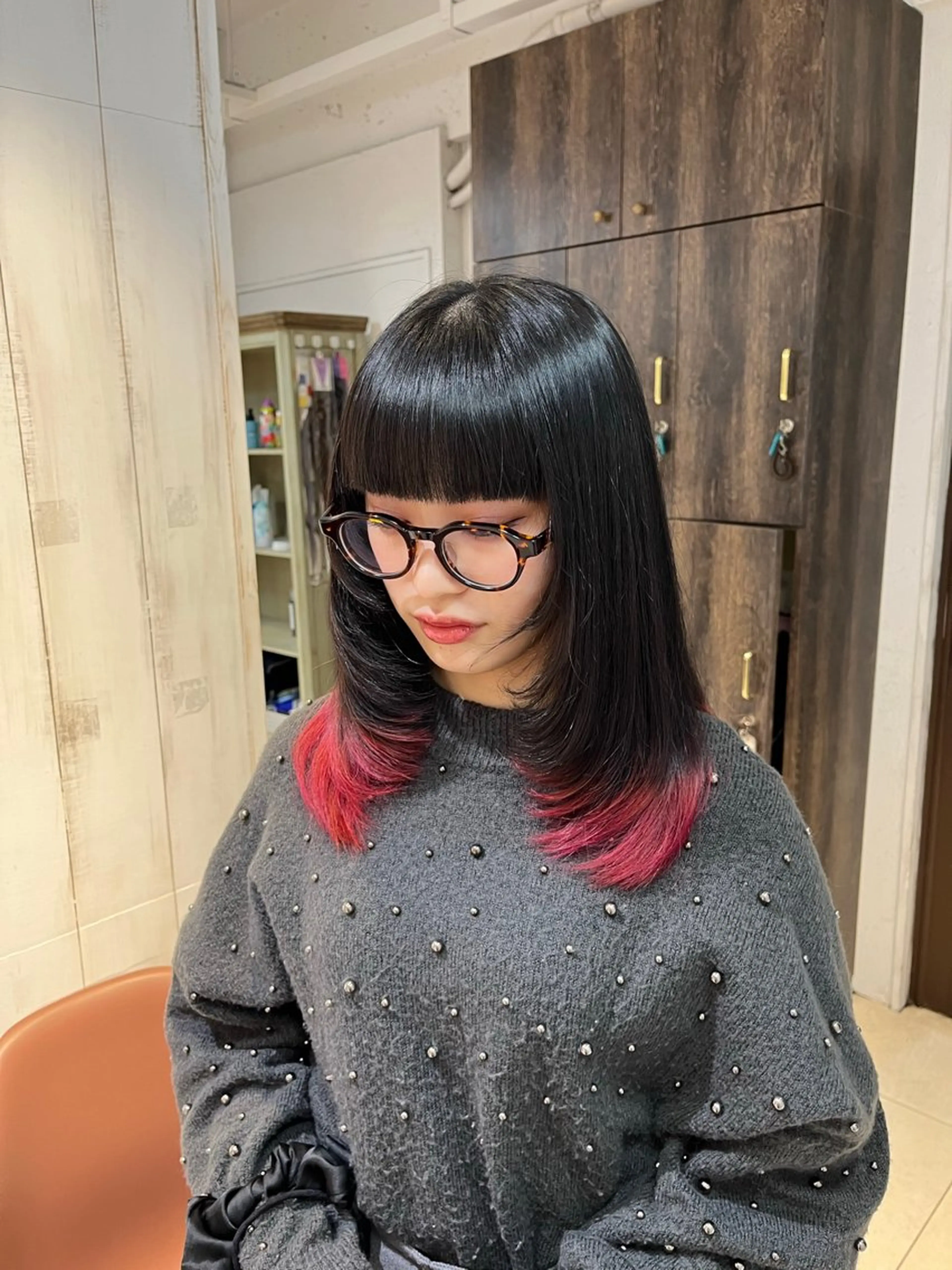セミロング カラー ❤️ブリーチ暖色カ ラー❤️NAOのヘアスタイル