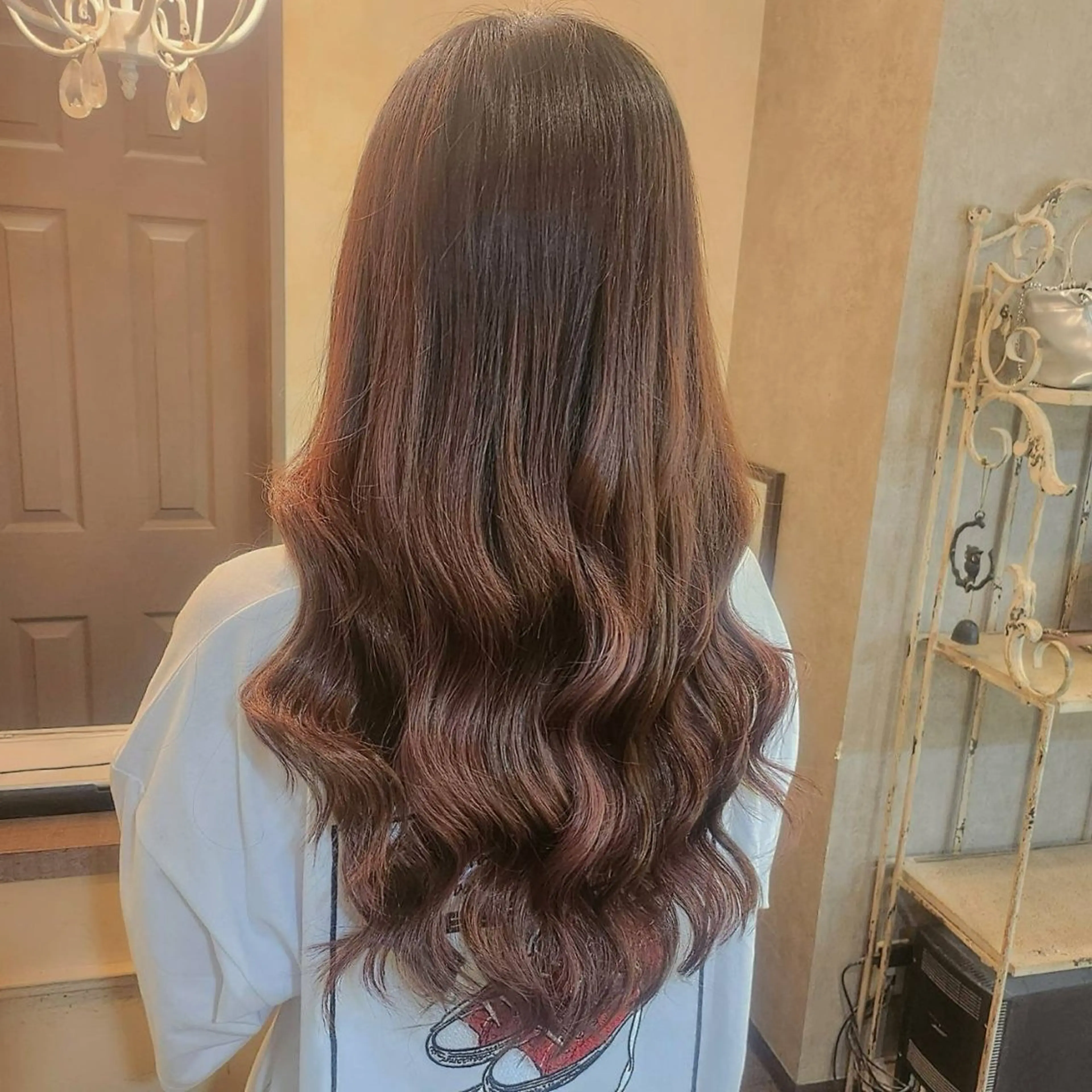 ロング ヘアアレンジ シールエクステ ピンクブラウン エクステ カット エクステ MagicMush ✴︎シールエクステのヘアスタイル
