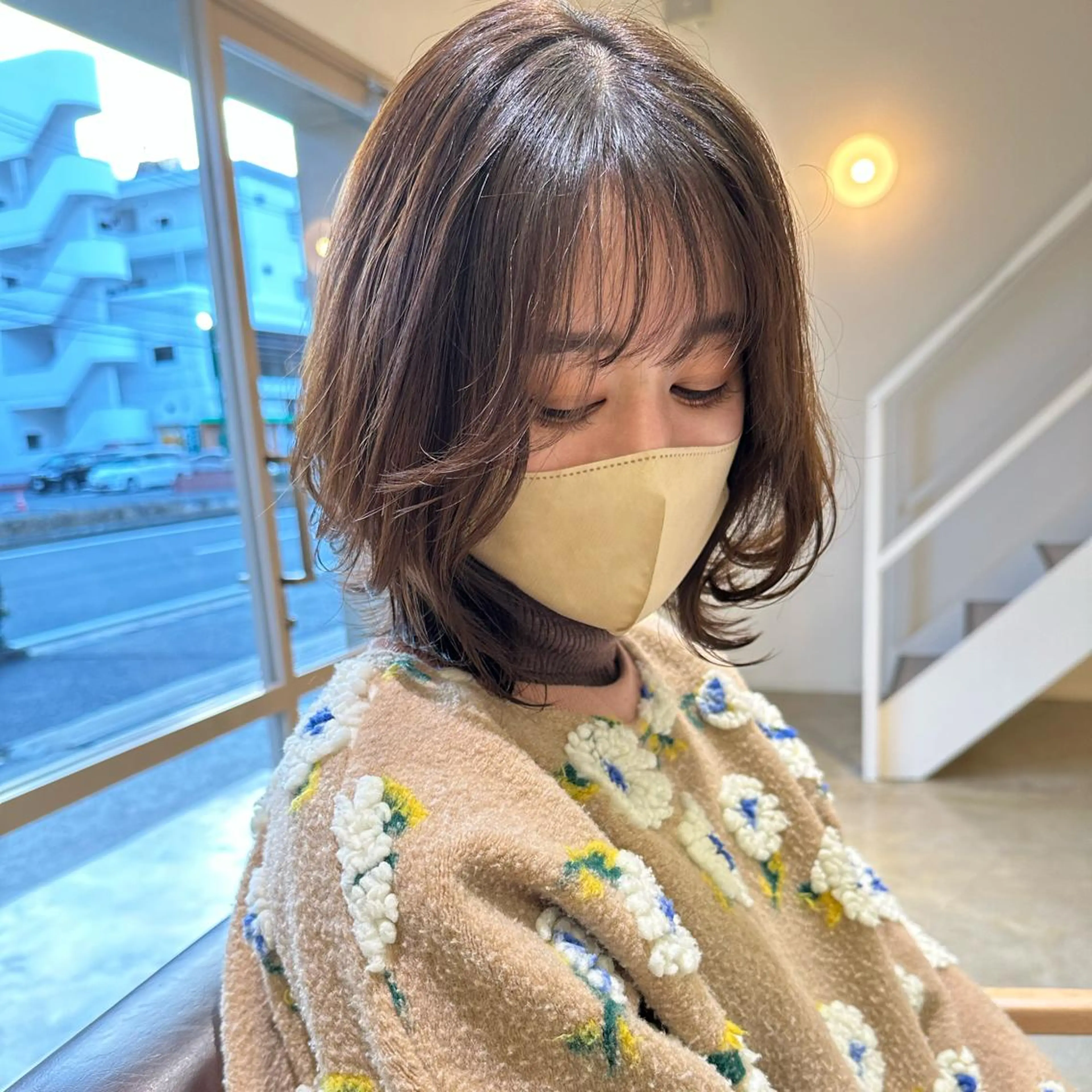 ミディアム カラー 顔まわりレイヤー 顔周りカット レイヤーカット カット ヘアカラー トリートメント 北九州美容室 🕊️わかな✂︎のヘアスタイル