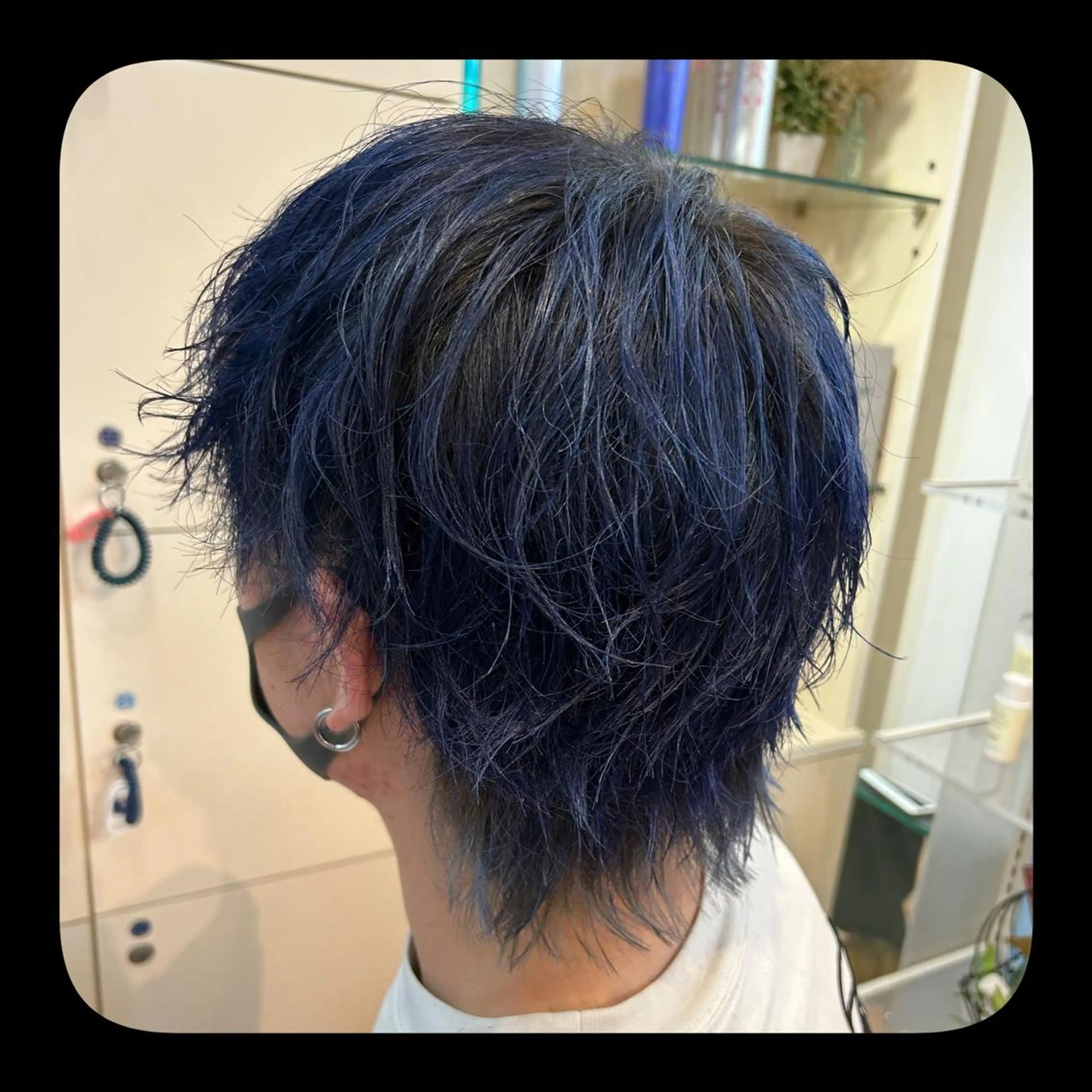 カラー ヘアアレンジ メンズ メンズインナーカラー メンズウルフカット ブルーカラー インナーカラー ウルフカット 🦄アイリスト💐 小澤　愛蘭のマツエク・マツパデザイン