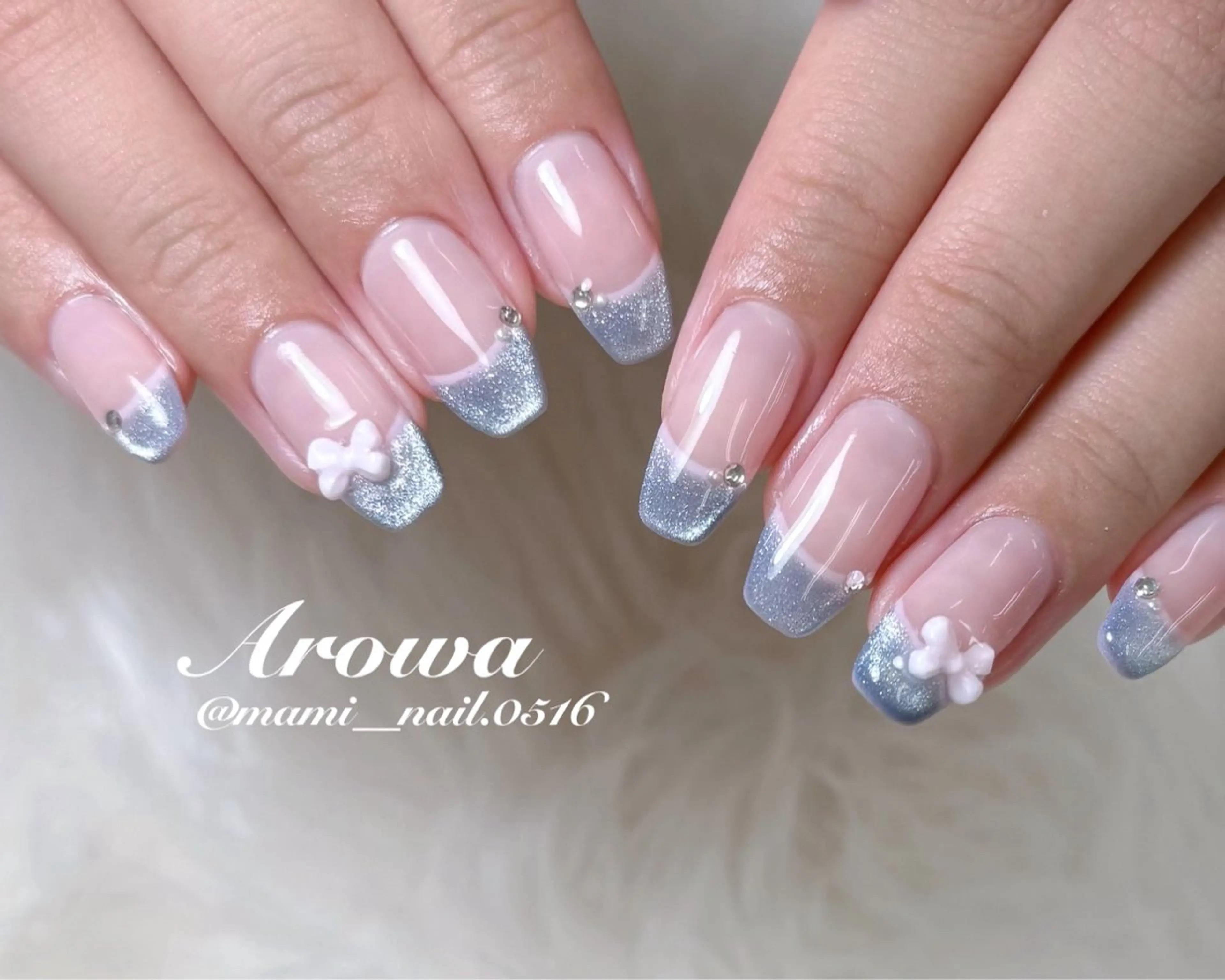 ネイル ダブルフレンチ フレンチネイル ハンドネイル Arowa まみのネイルデザイン