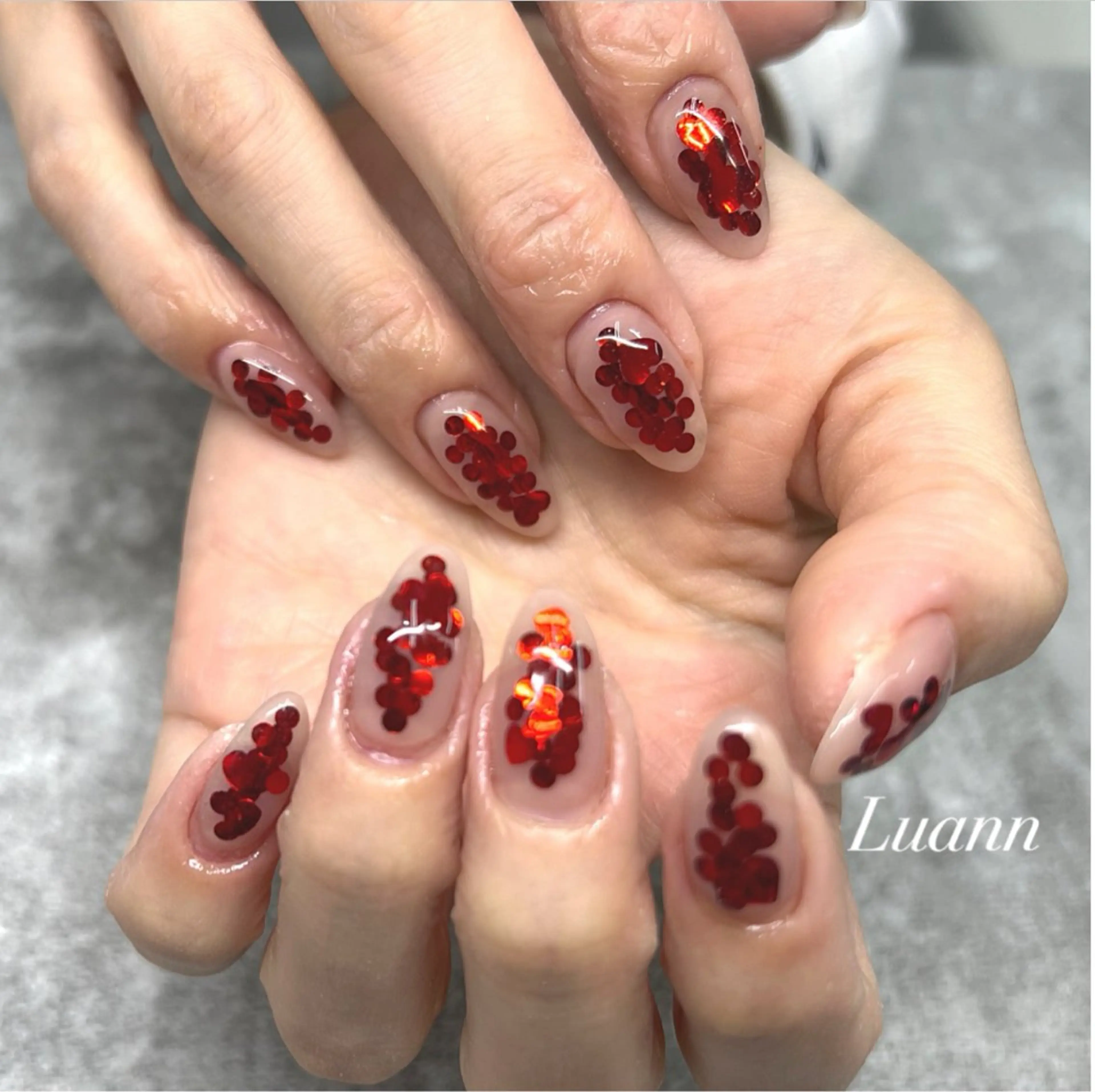 ネイル チークネイル キラキラネイル 韓国ネイル 赤色 Luann nail所属・Luann nail Sakiのその他イメージ