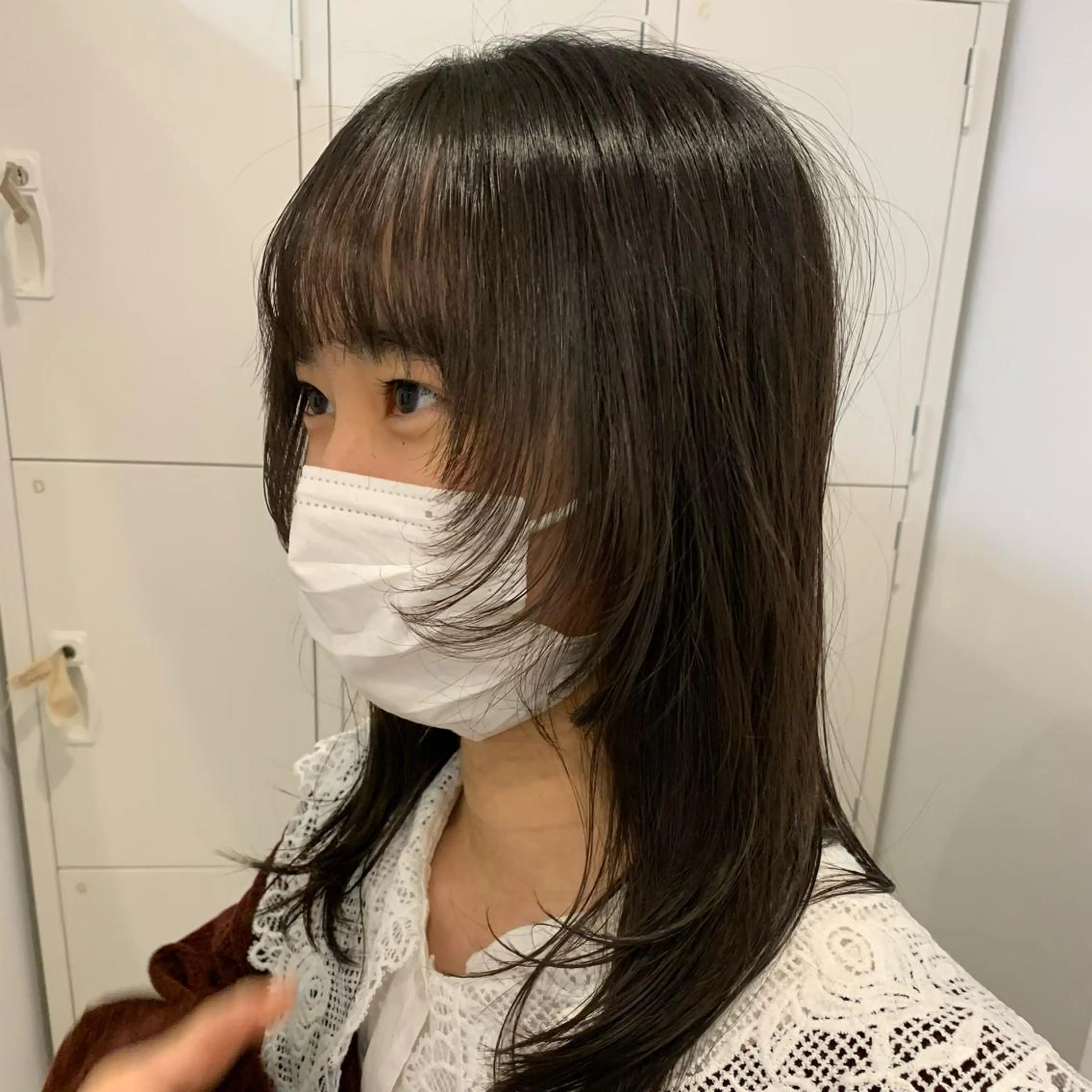 ミディアム カラー 顔まわりレイヤー レイヤーカット カット ヘアカラー 透明感カラー、 アレンジ/miyuのヘアスタイル