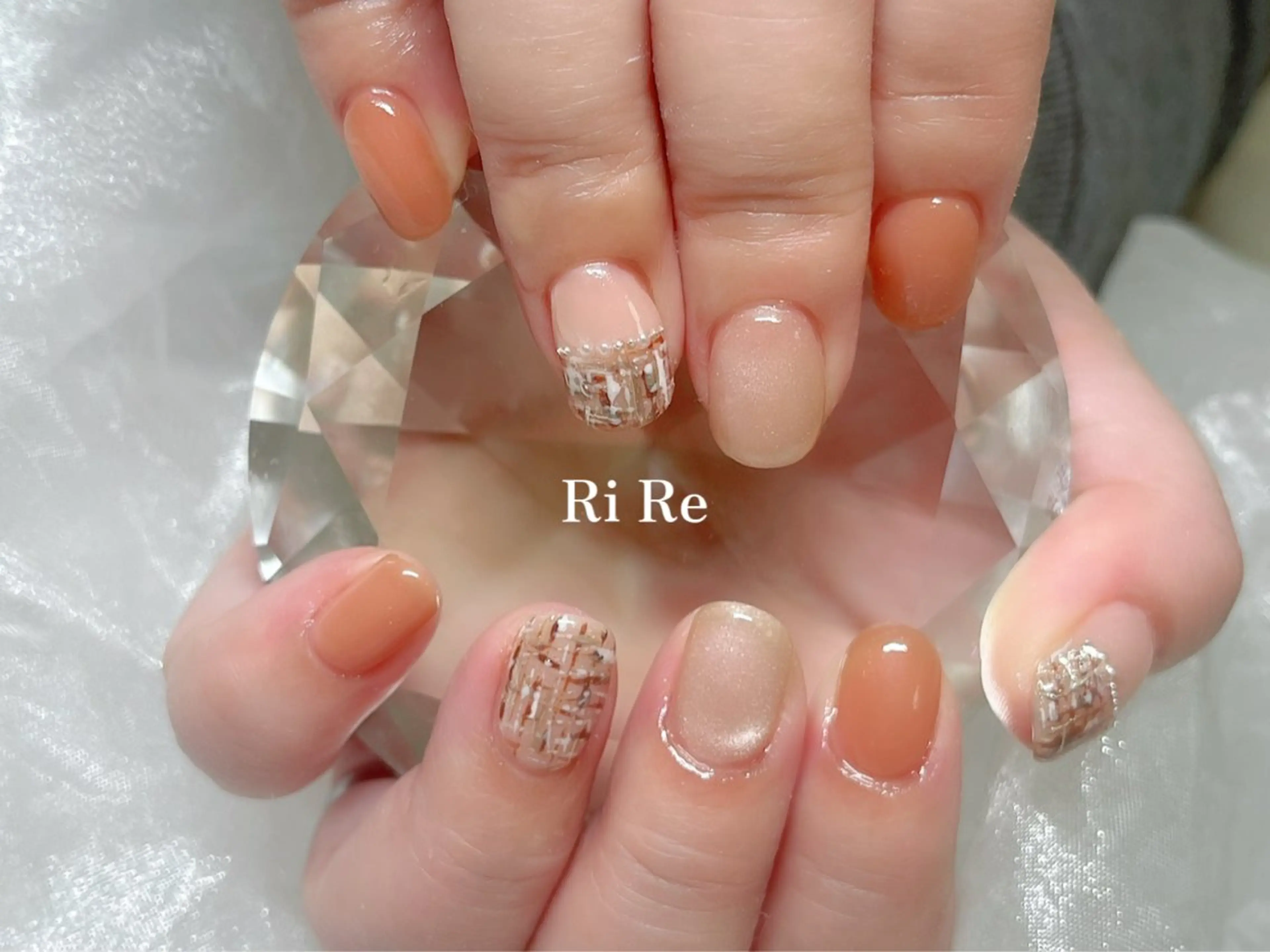 ネイル ブラウン マグネットネイル ツイードネイル Nailsalon RiRe♡Reikaのネイルデザイン