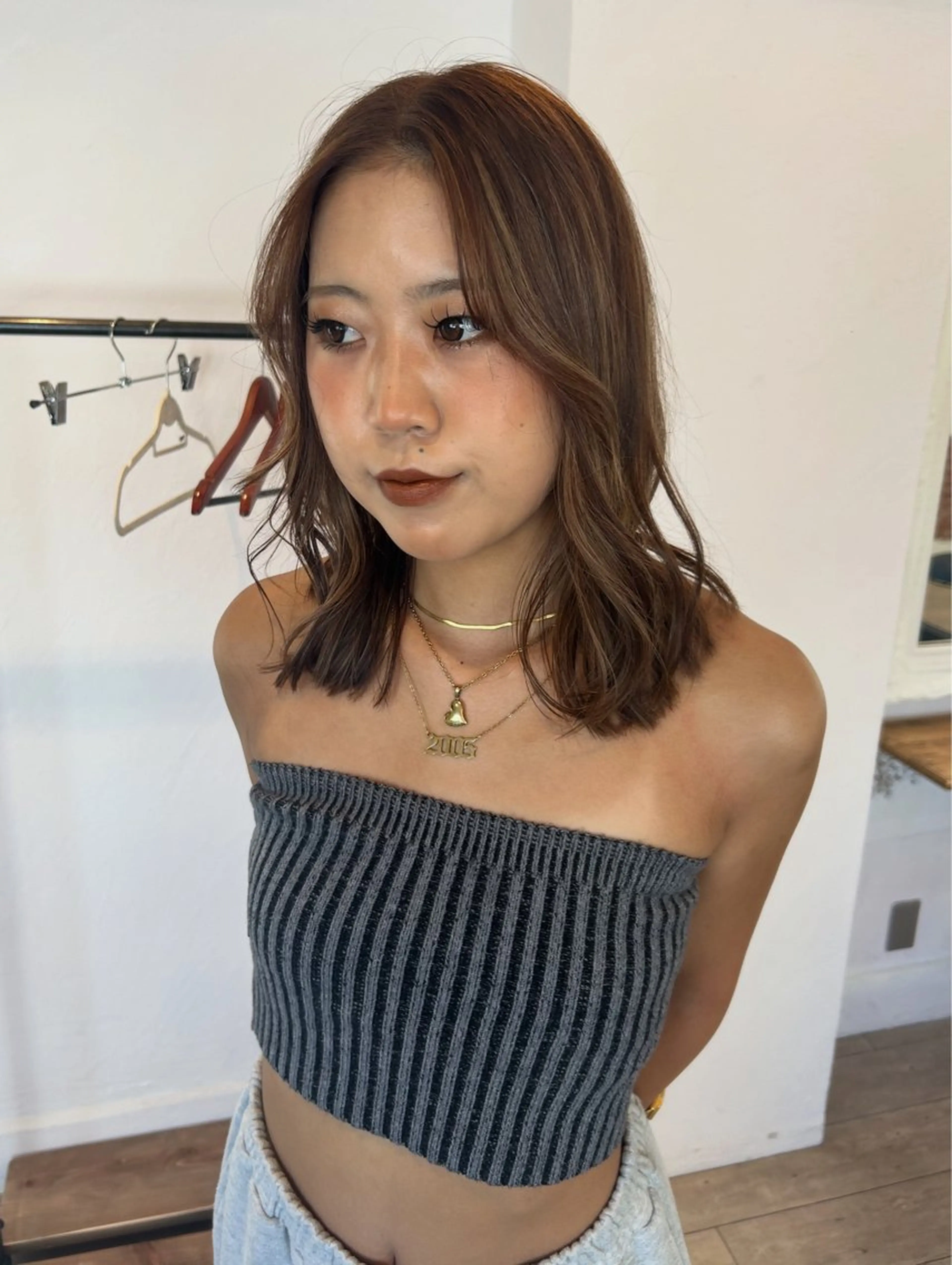 ミディアム カラー ヘアアレンジ ボブレイヤー ハイライトカラー ボブ ハイライト レイヤーカット 180° OneEightyDegrees 中目黒所属・Himari 【パーソナルカラー】のヘアスタイル