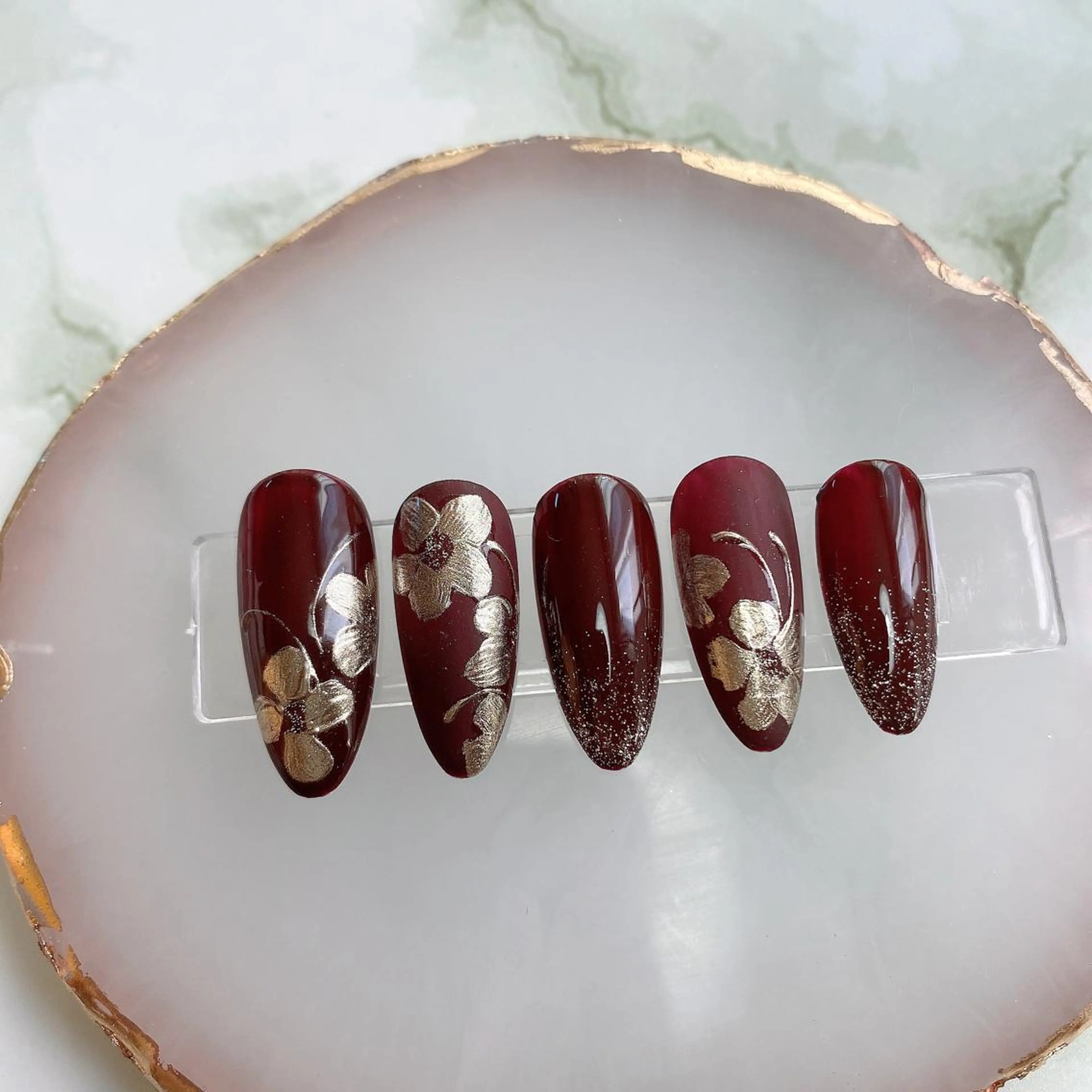 ネイル ボルドー クリアネイル Cleo クレオのネイルデザイン