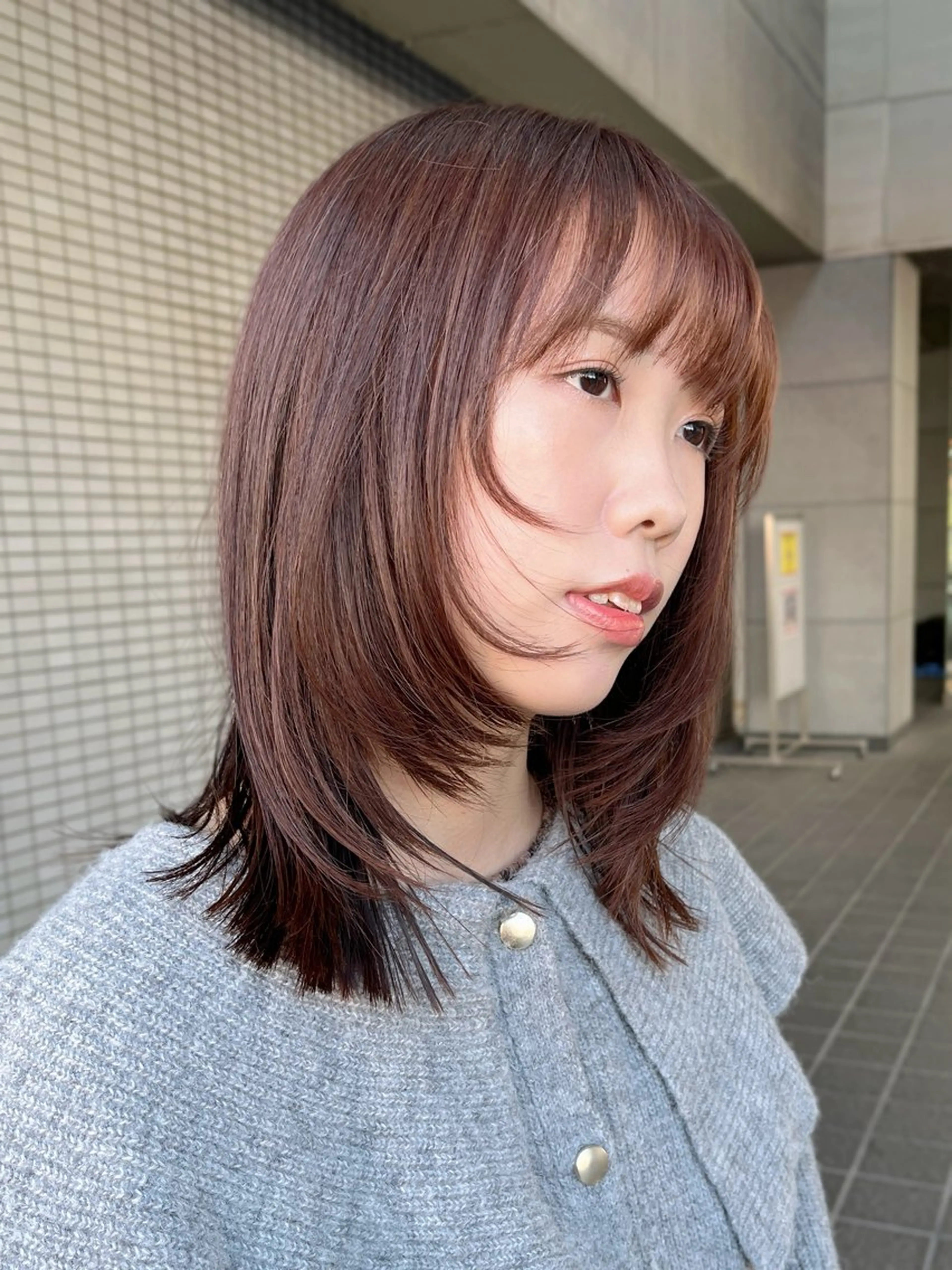 ミディアム 顔まわりレイヤー レイヤーカット カット ヘアカラー レイヤー指名No.1 /ショート/たおさきのヘアスタイル