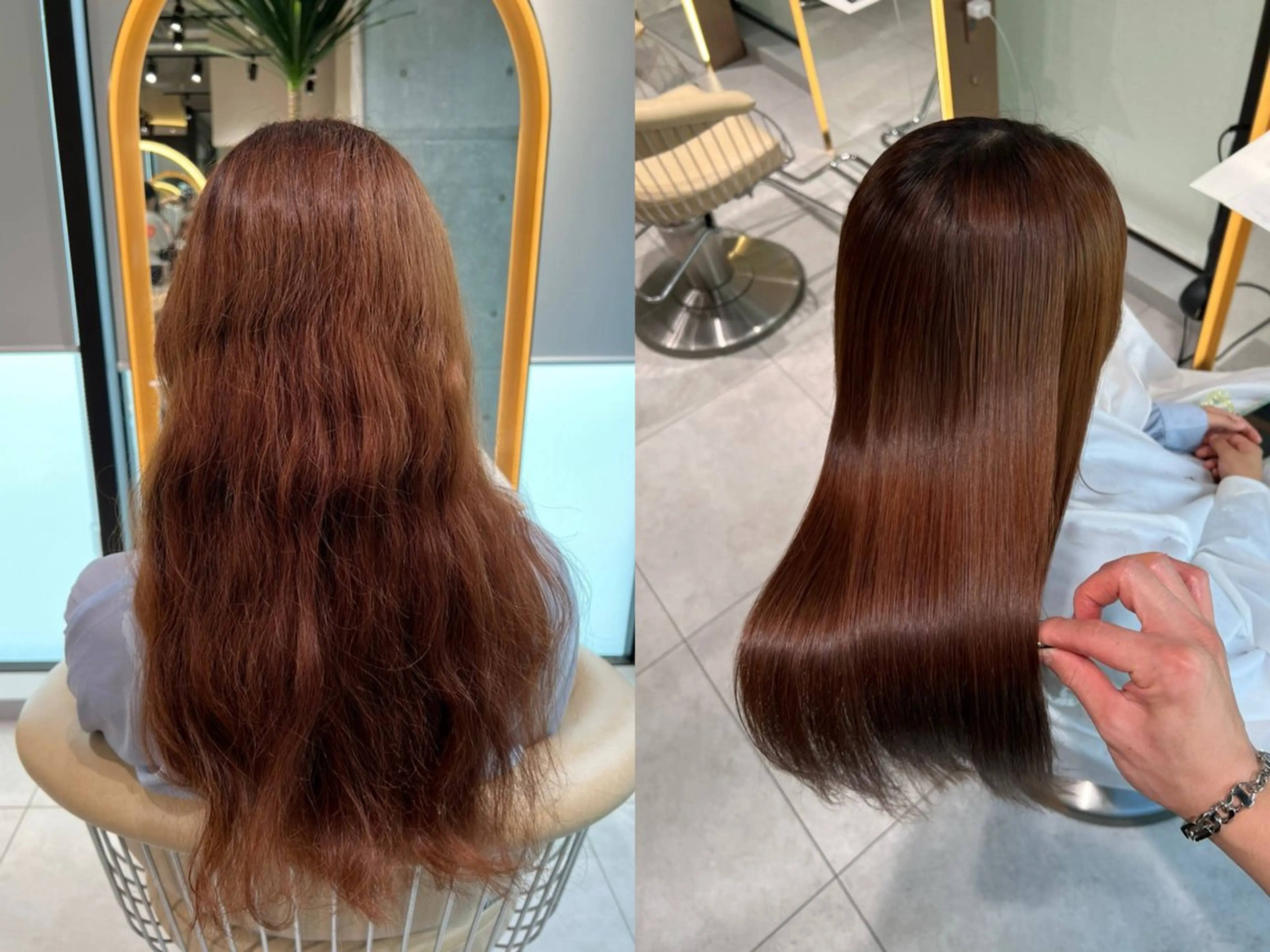 ミディアム カット 縮毛矯正 トリートメント 🕊ブリーチなしカラ ー/レイヤーカットのヘアスタイル