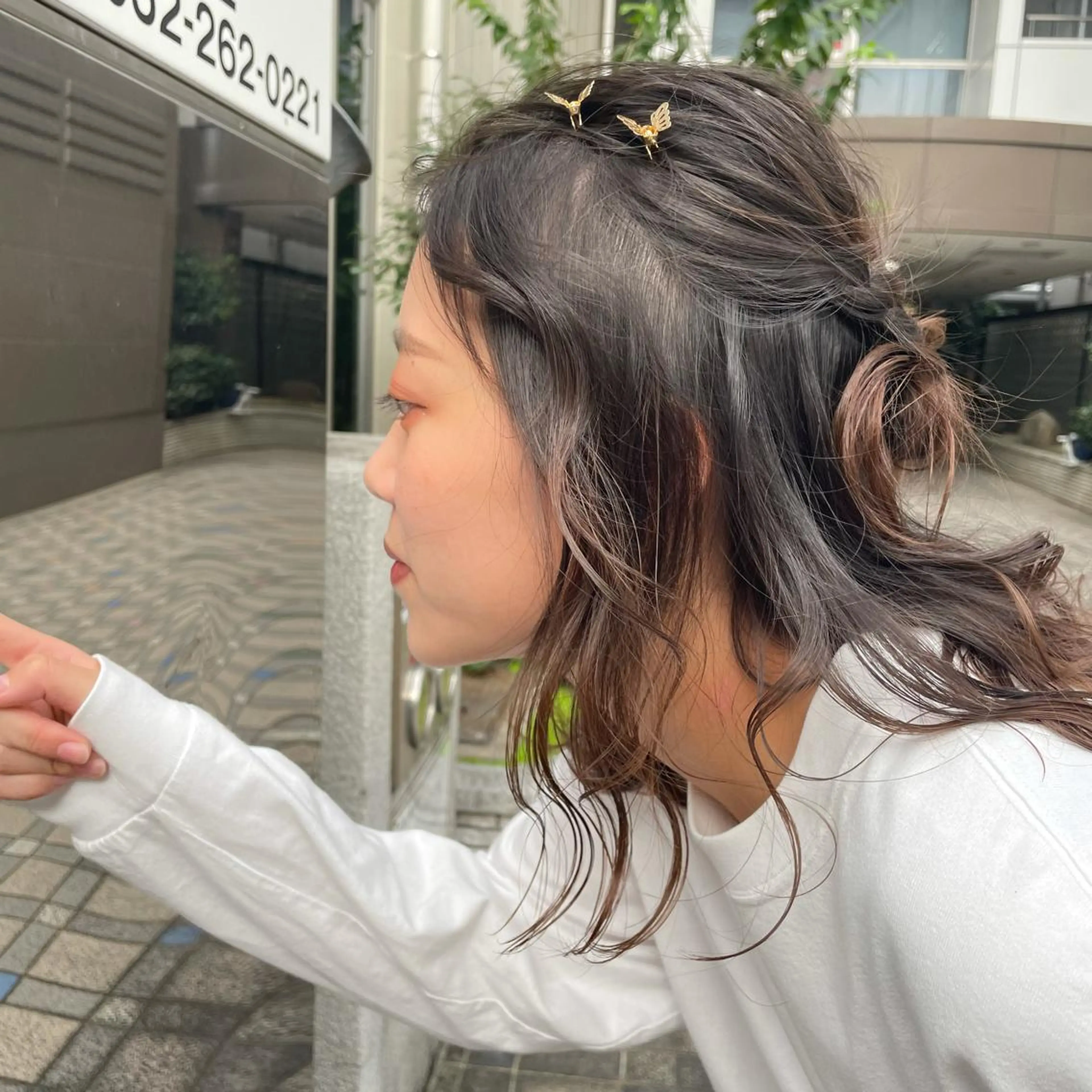 セミロング ヘアアレンジ なつき/艶ピンク/ girly hairのヘアスタイル