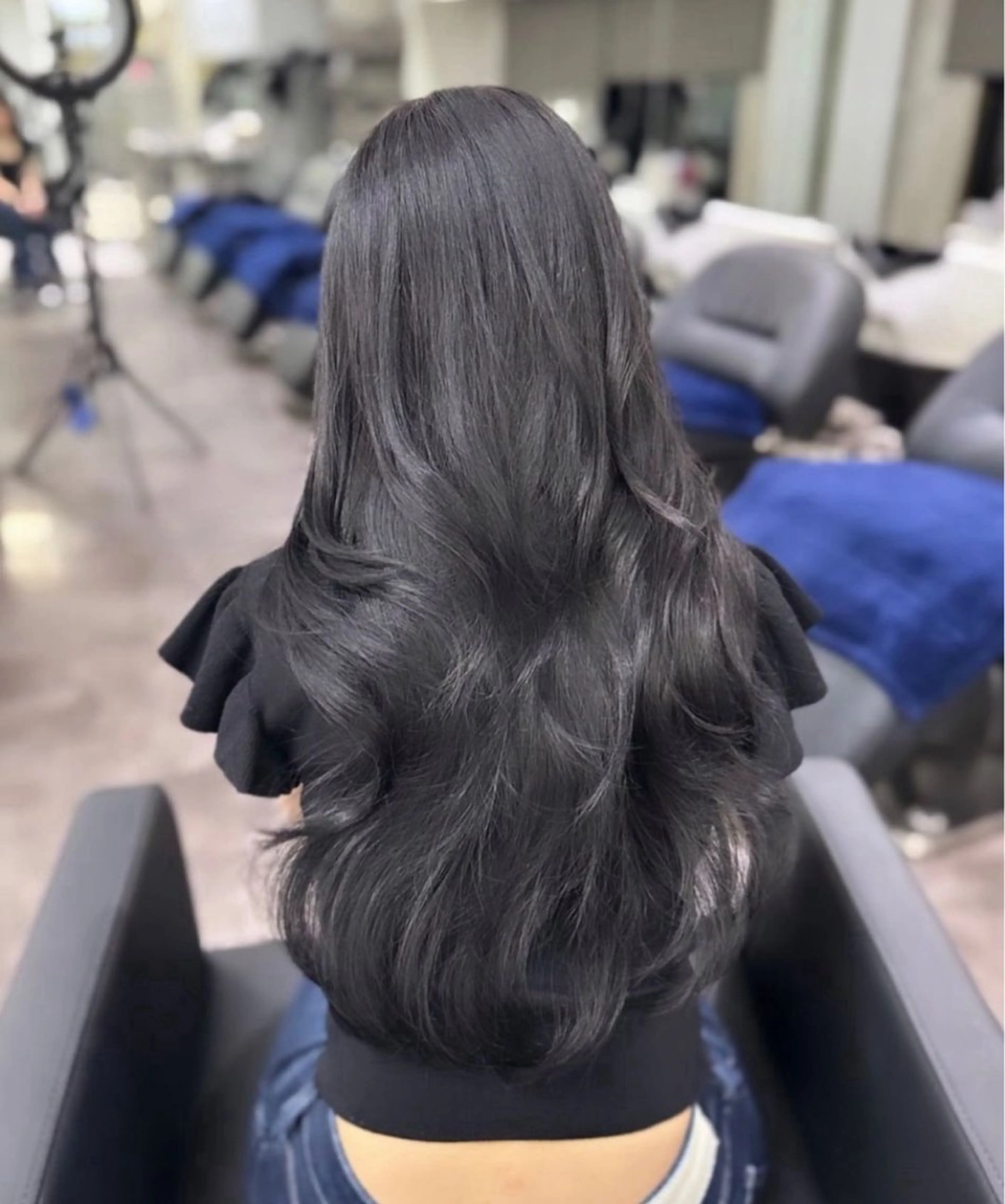 ロング カラー ヘアアレンジ ブラウンカラー 透明感カラー ダークブラウン 韓国風レイヤーカット 艶カラー🫧菊池のヘアスタイル