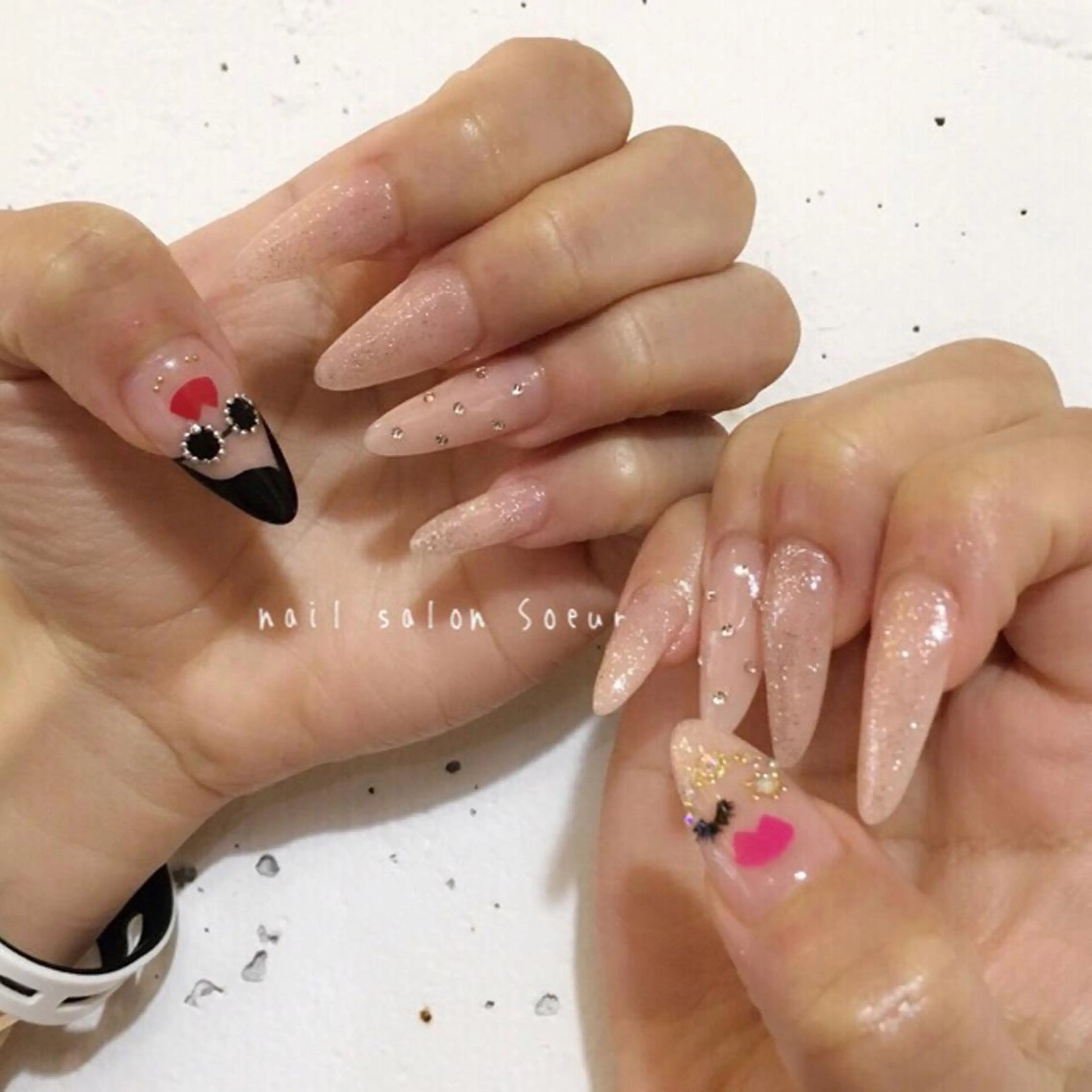 ネイル アートネイル ロングネイル 持ち込み スカルプネイル シンプルネイル ハンドネイル nail salon Soeurのネイルデザイン