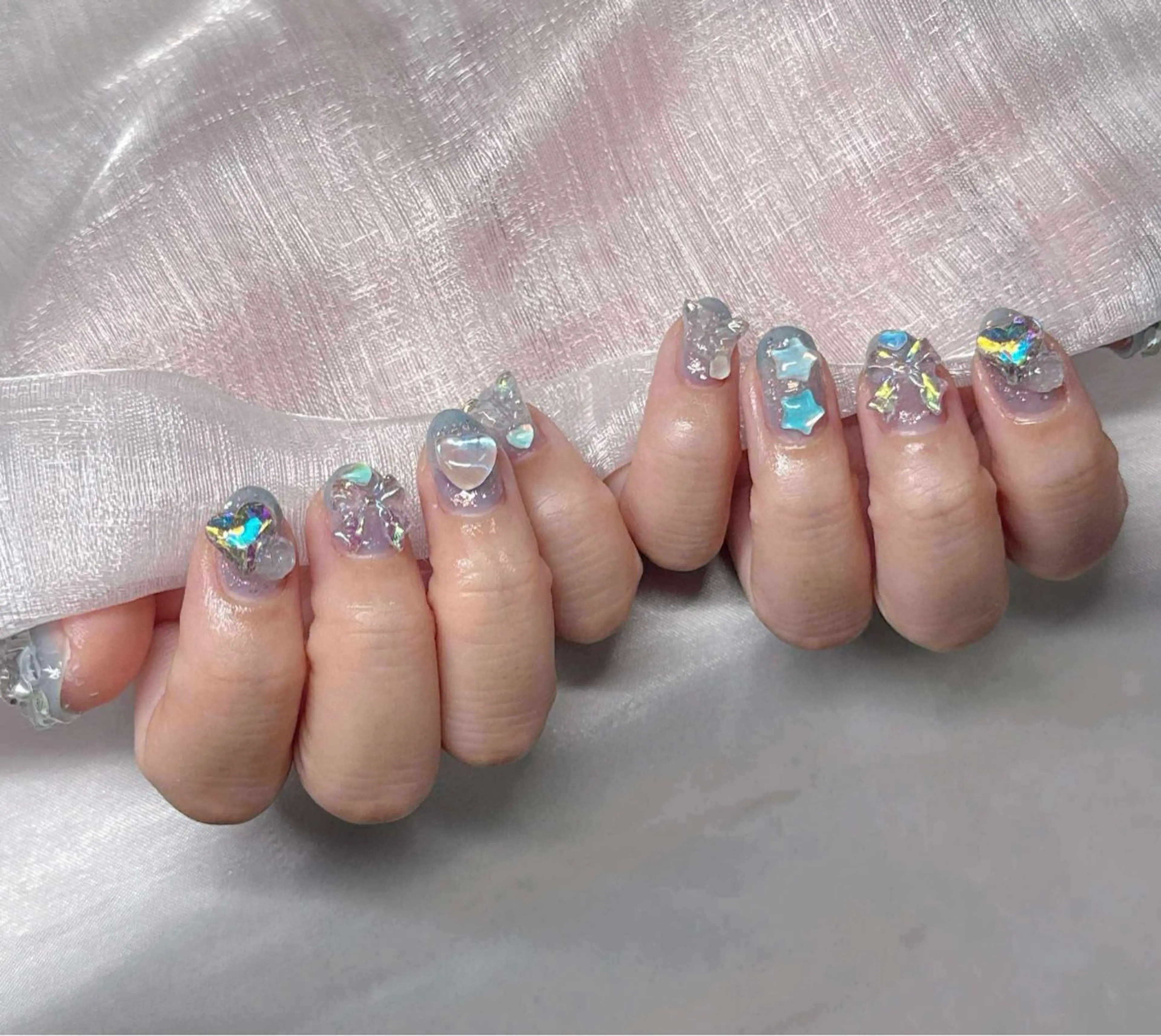 ネイル 長さ出し グラデーション 卒業式 キラキラネイル マグネットネイル ハンドネイル Lee Nailsのネイルデザイン