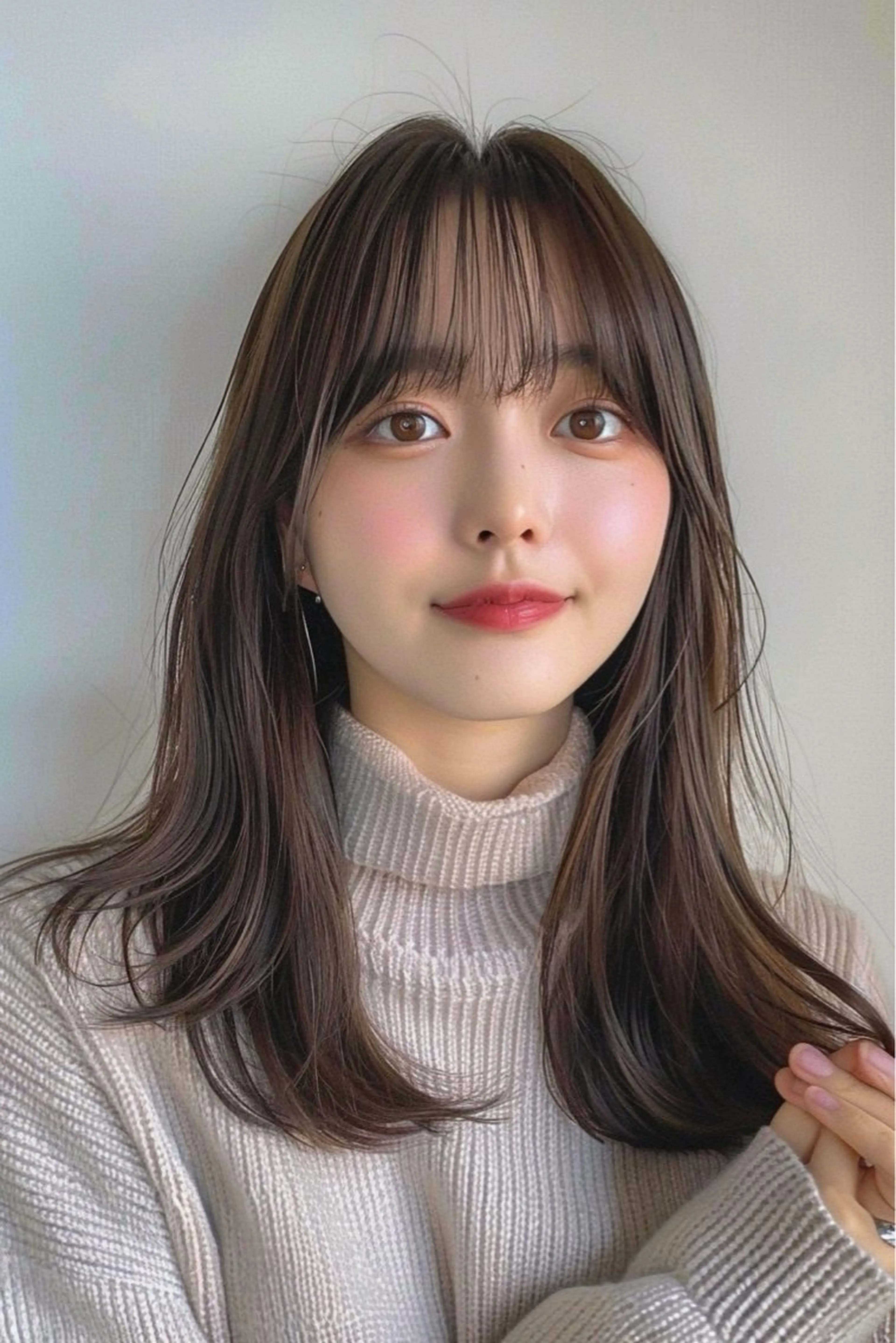ミディアム カラー カット ヘアカラー トリートメント 顔まわり/W カラー/リョウのヘアスタイル