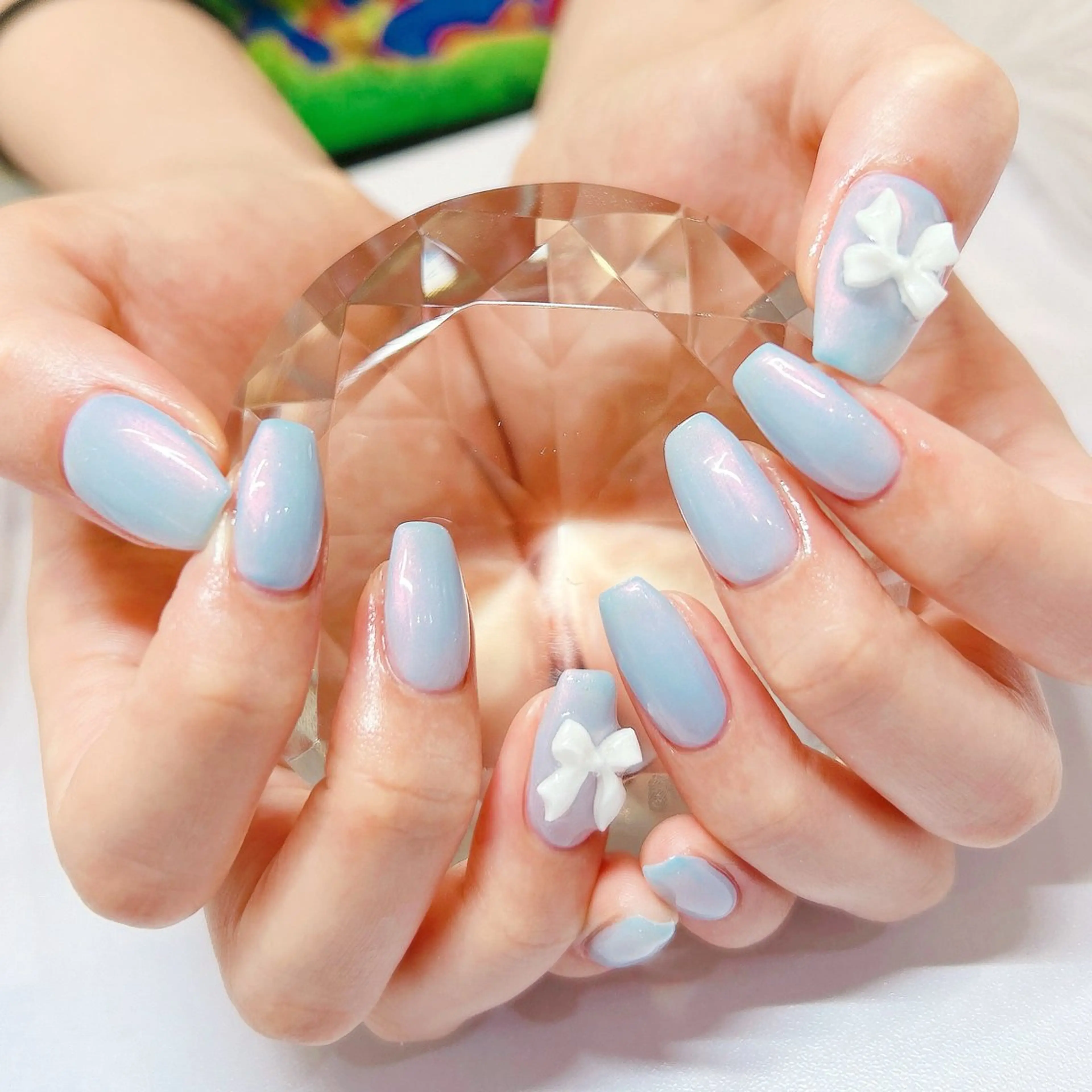 ネイル オフィスネイル ワンカラーネイル リボン シンプルネイル ハンドネイル private salon Reiのネイルデザイン