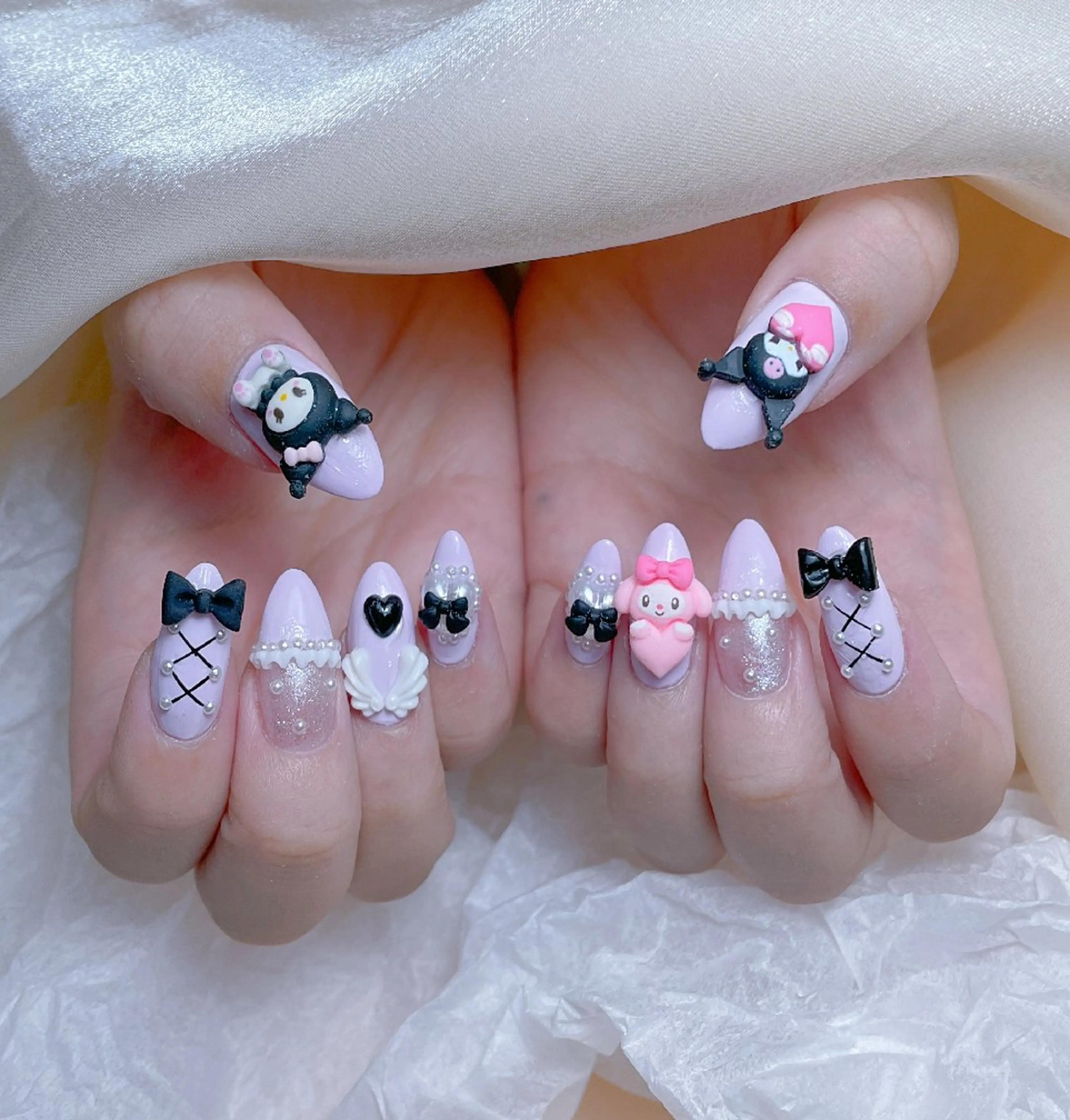 ネイル オーロラネイル キラキラネイル 大理石ネイル(マーブル) スカルプネイル 春ネイル ハンドネイル NailPrincess所属・princess スカルプ専門店のネイルデザイン