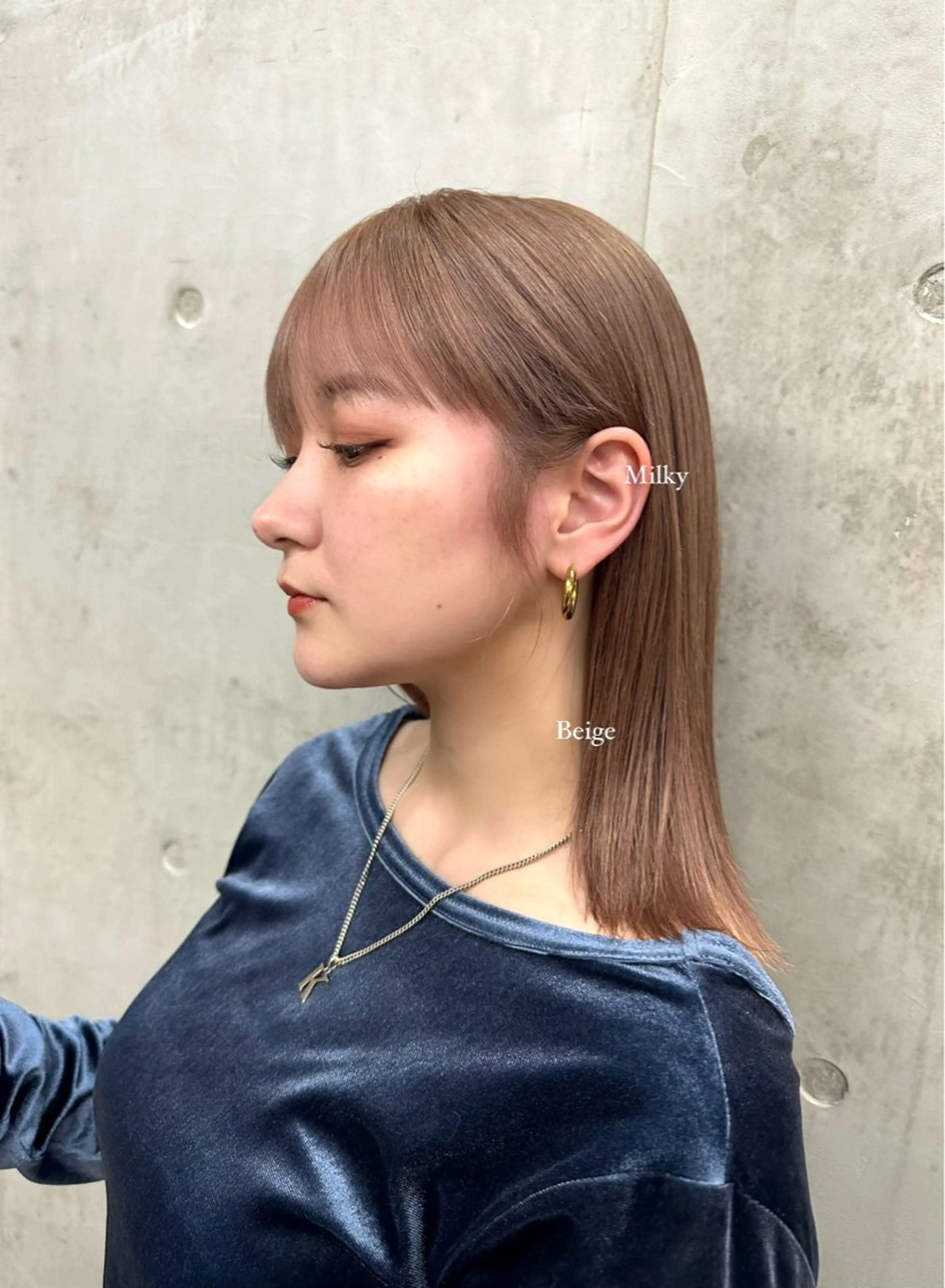 ミディアム 顔周りカット ヘアカラー SALT WATER所属・🫐 𝐌𝐚𝐨 🫐ボブモデル募集のヘアスタイル