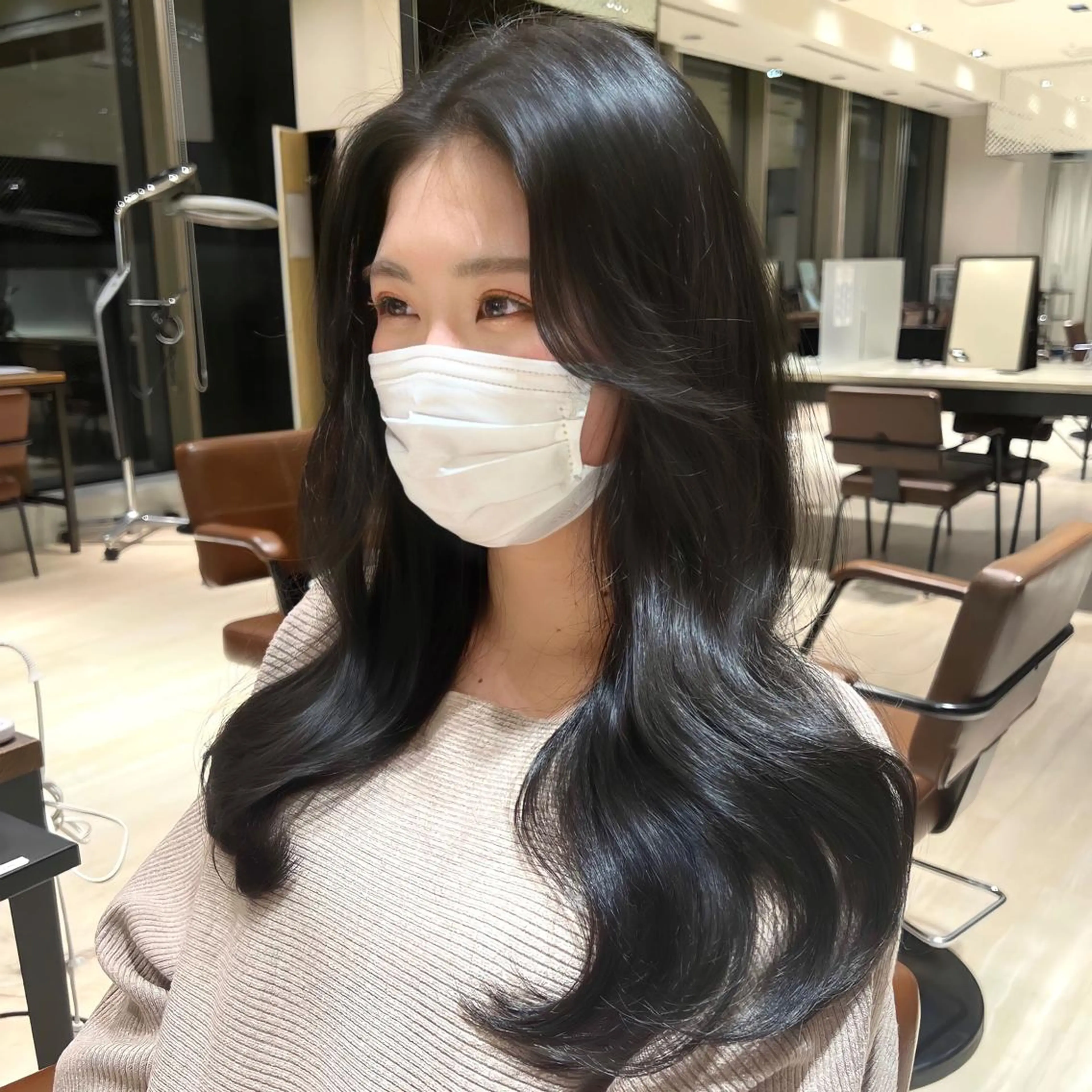 ロング カット トリートメント 韓国ヘア♡ 顔まわりカットayaのヘアスタイル