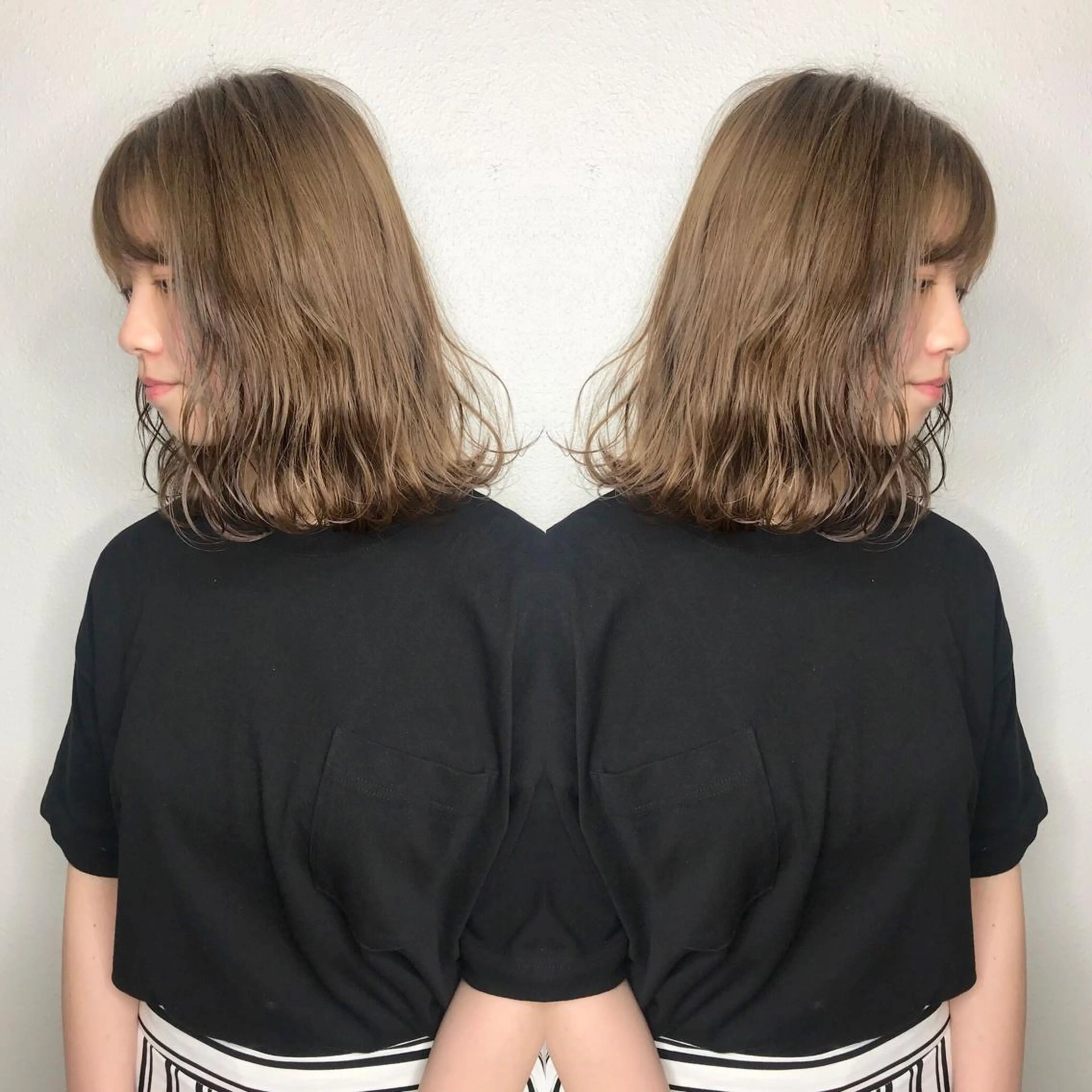 ミディアム カラー ブリーチ 竹内啓太 ボブのヘアスタイル