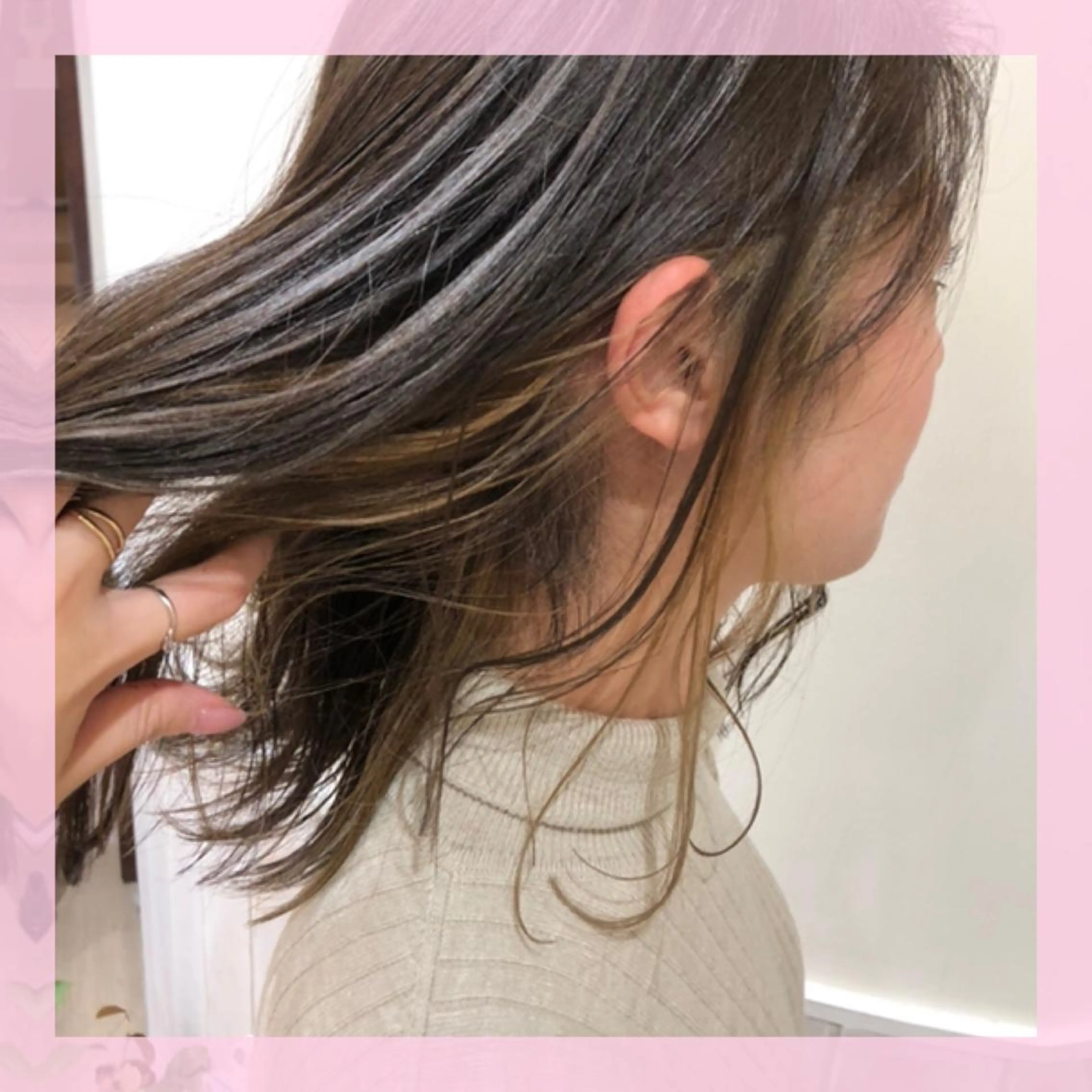 ミディアム カラー ベージュカラー インナーカラー カット ヘアカラー plum.所属・🍒前川 🍒のヘアスタイル