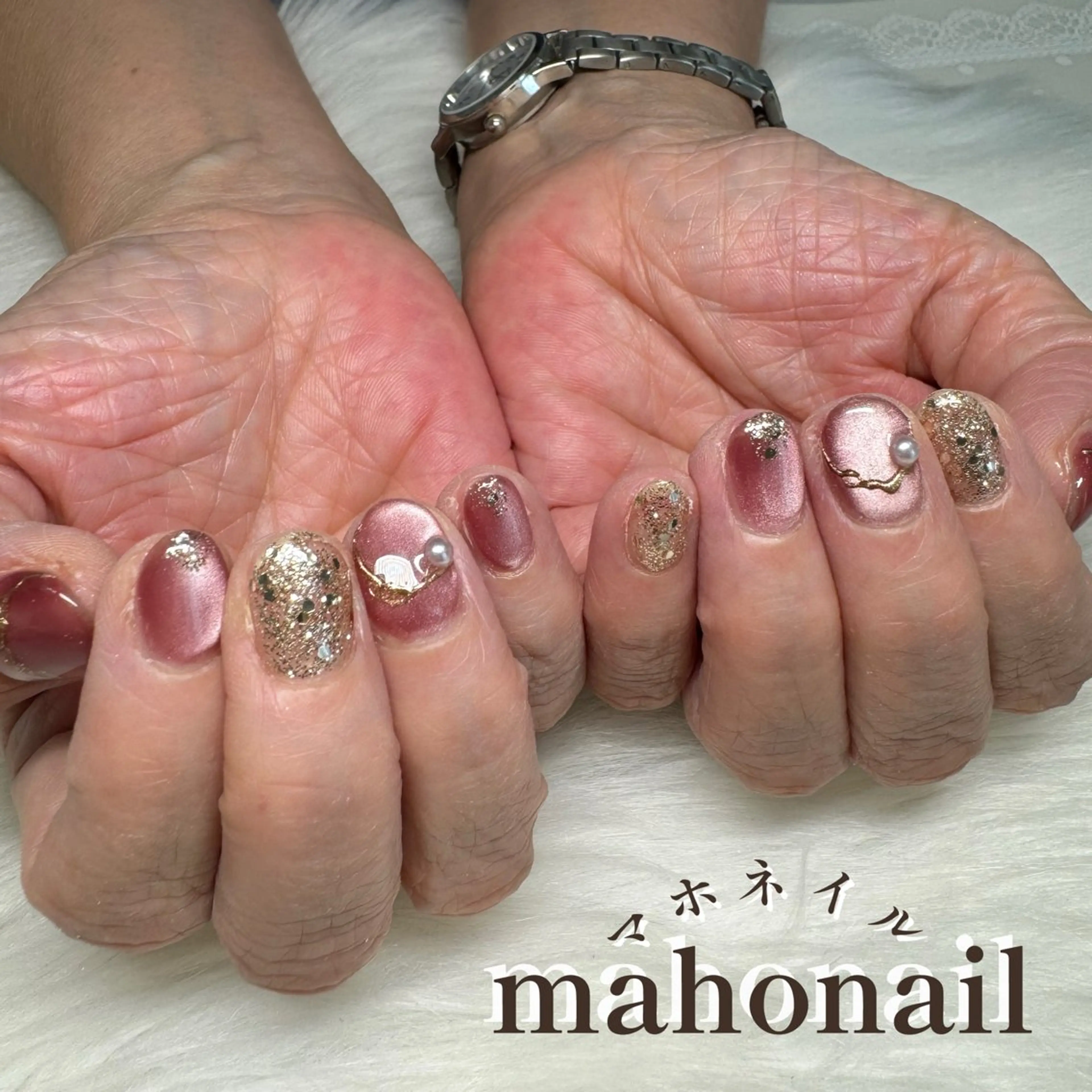 ネイル アートネイル キラキラネイル ラメ(グリッター) マグネットネイル ミラーネイル maho nail マホネイルのネイルデザイン