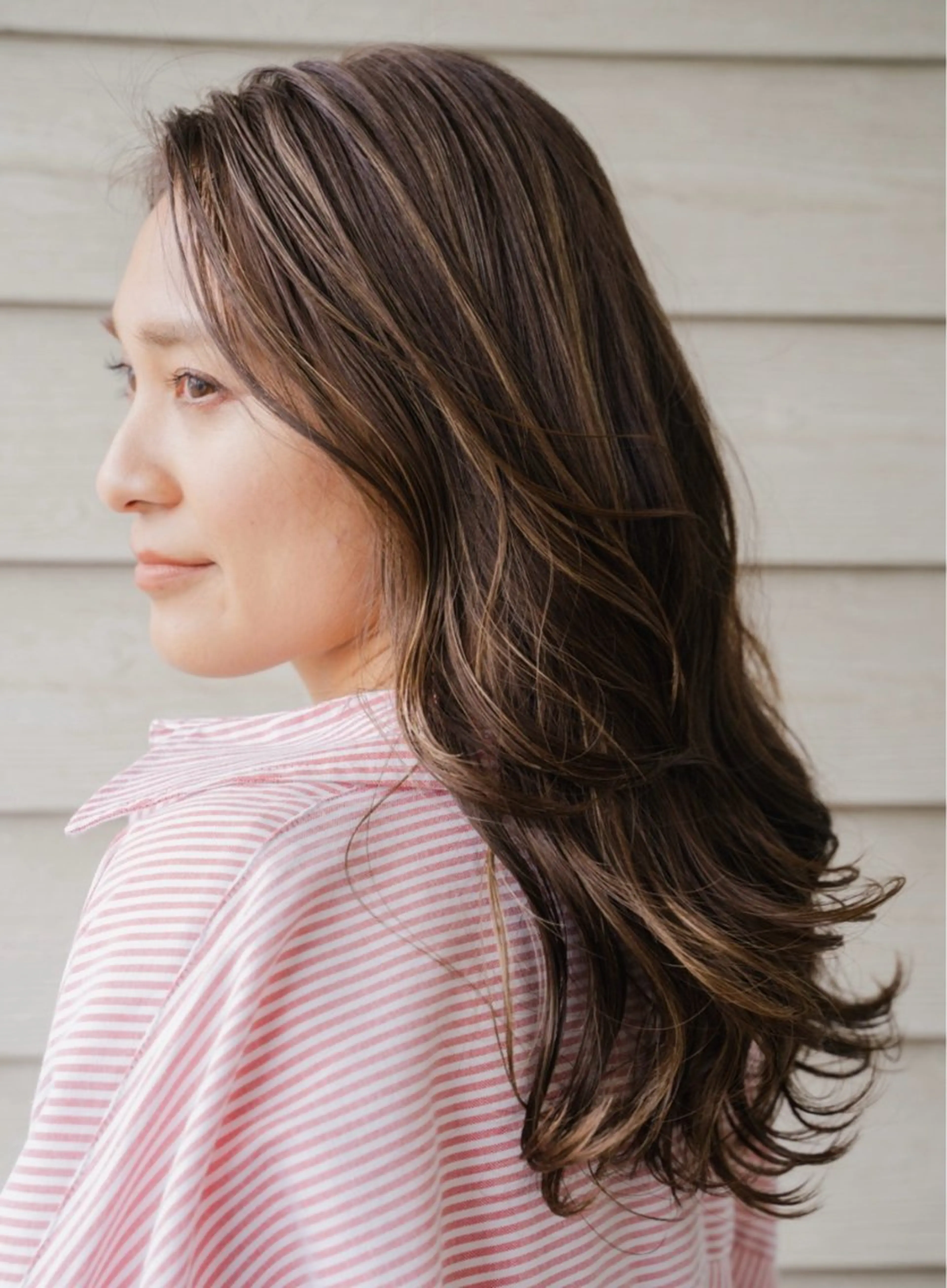 ロング ハイライト カット ヘアカラー mIyu/ナチュラル カラー/レイヤー🤎のヘアスタイル