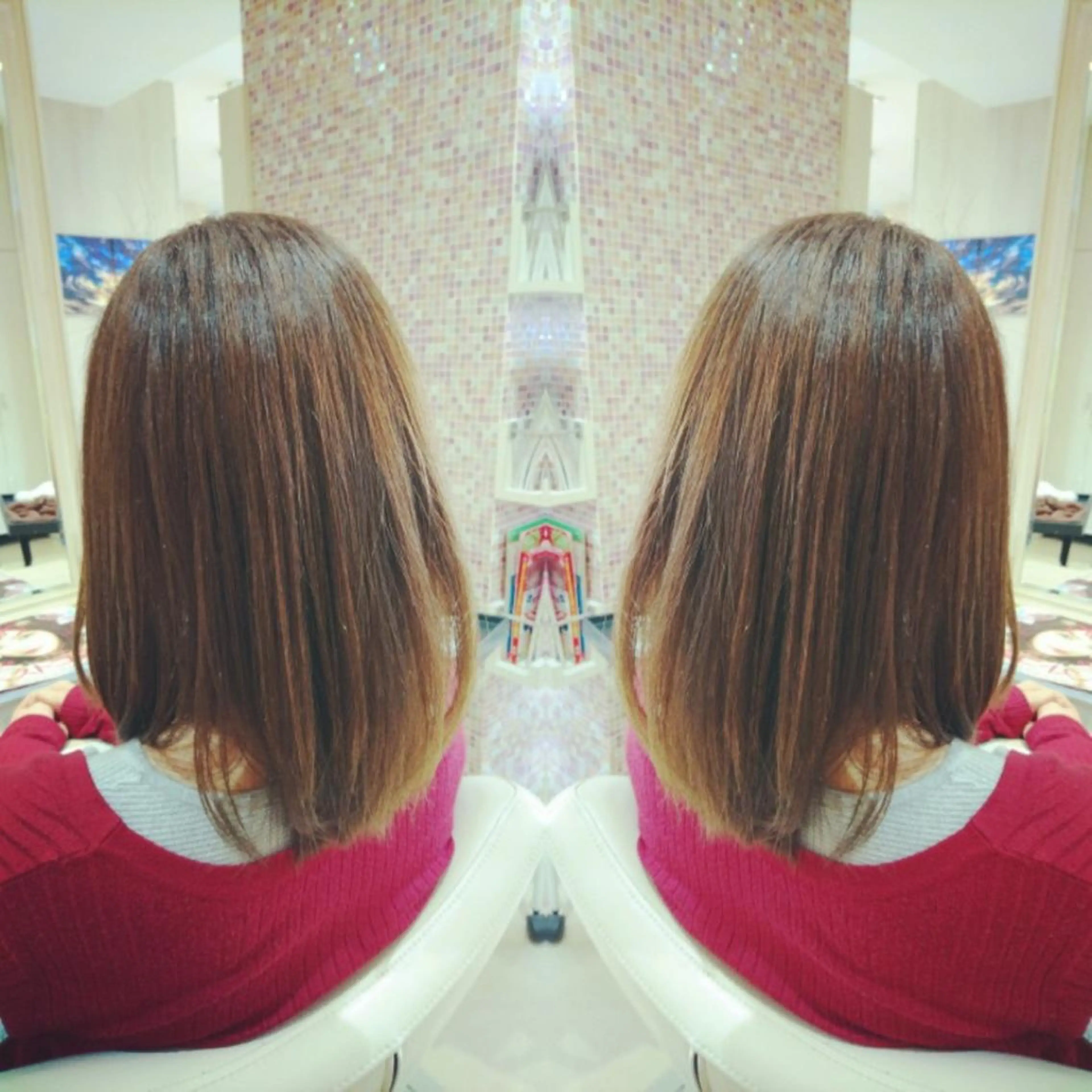 セミロング カラー 透明感カラー イルミナカラー 社内カット講師・店長 菅原賢一のヘアスタイル