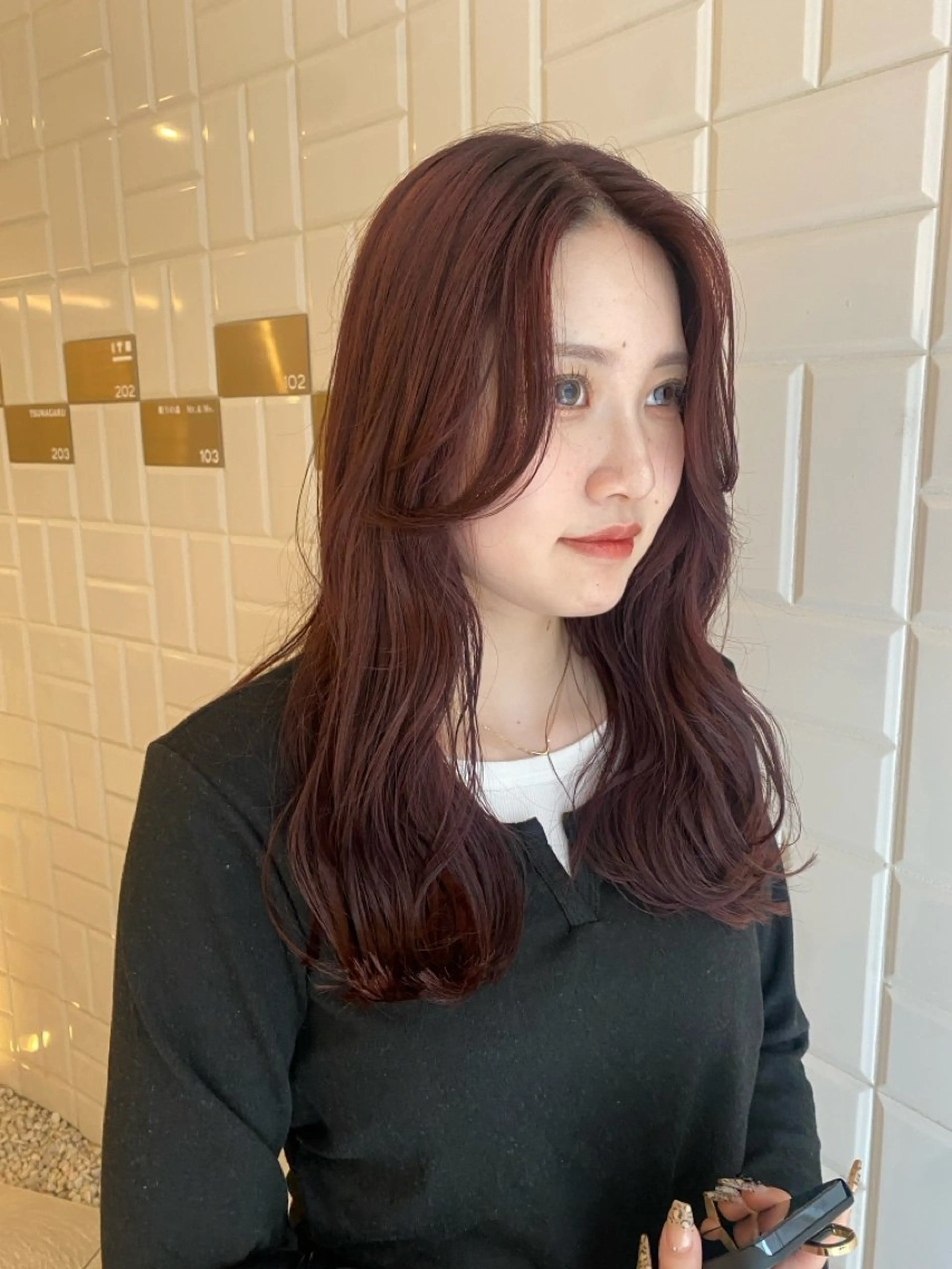 セミロング カット ヘアカラー トリートメント みやけ ひなのヘアスタイル