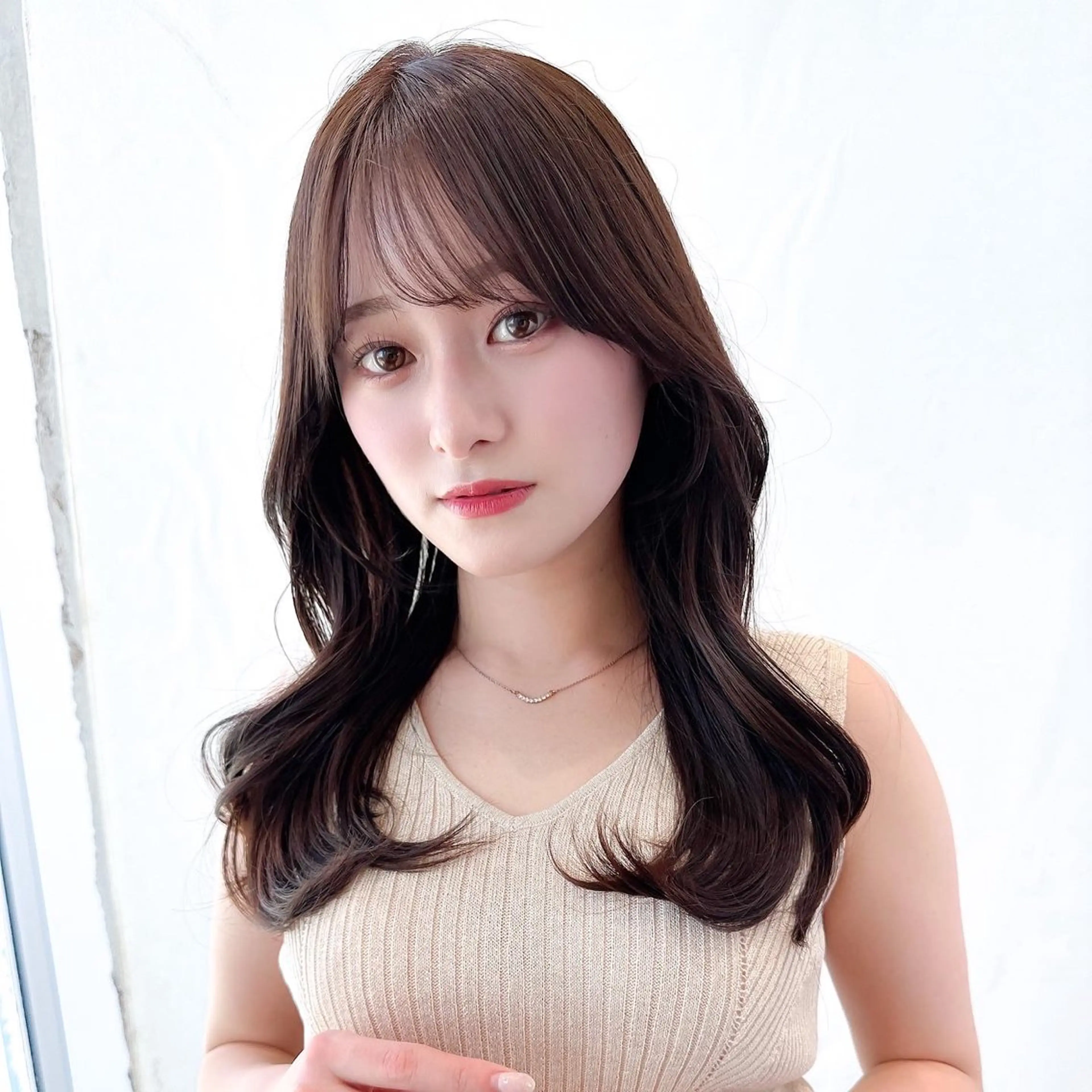 セミロング カラー ベージュカラー ブラウンカラー ブラウンベージュ くびれヘア 顔周りカット カット ヘアカラー トリートメント 顔周り/くびれヘア 韓国ヘア💕風間るなのヘアスタイル
