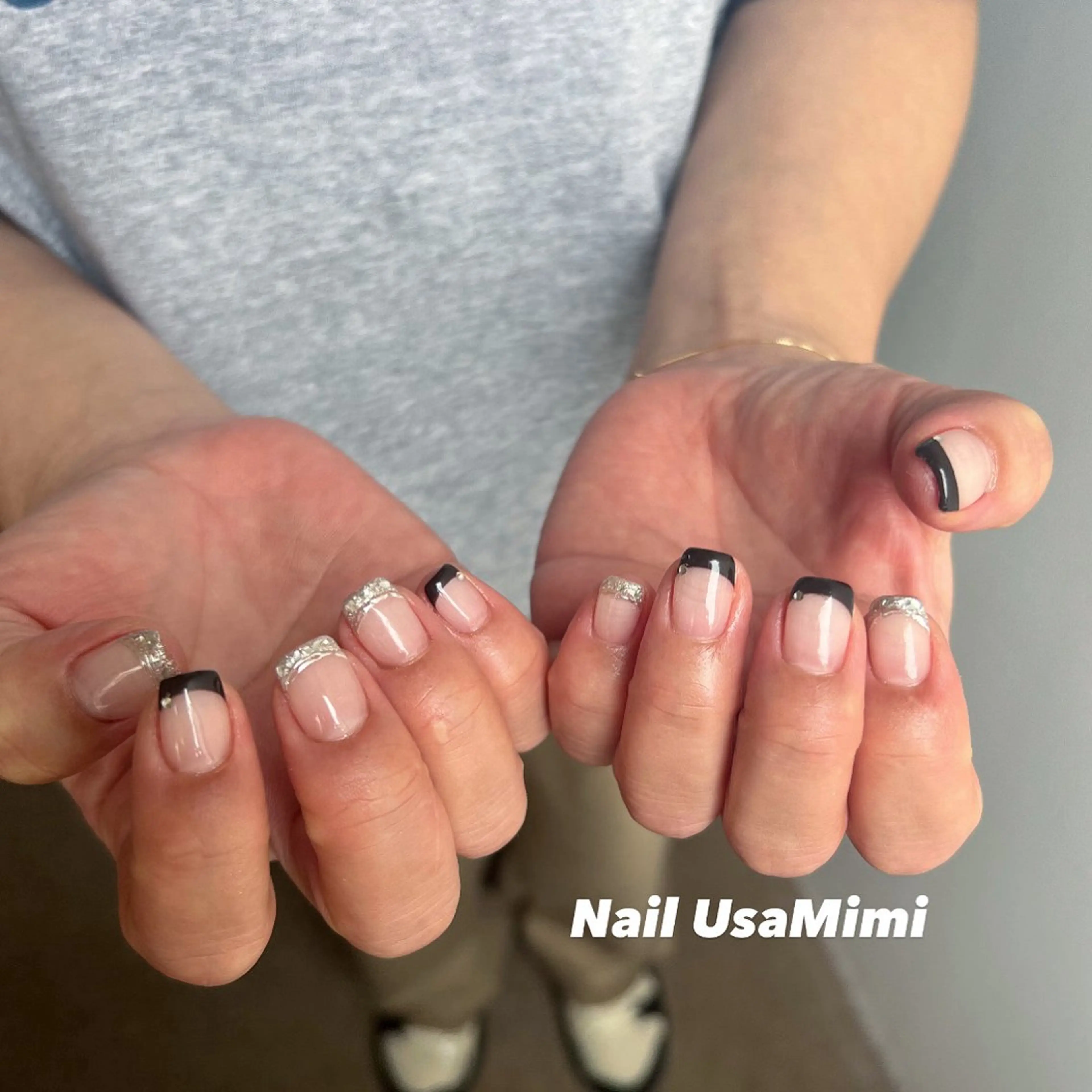 ネイル フレンチネイル ジェルネイル 韓国ネイル マグネットネイル 持ち込み ハンドネイル 本町NailUsa Mimi RIKOのネイルデザイン