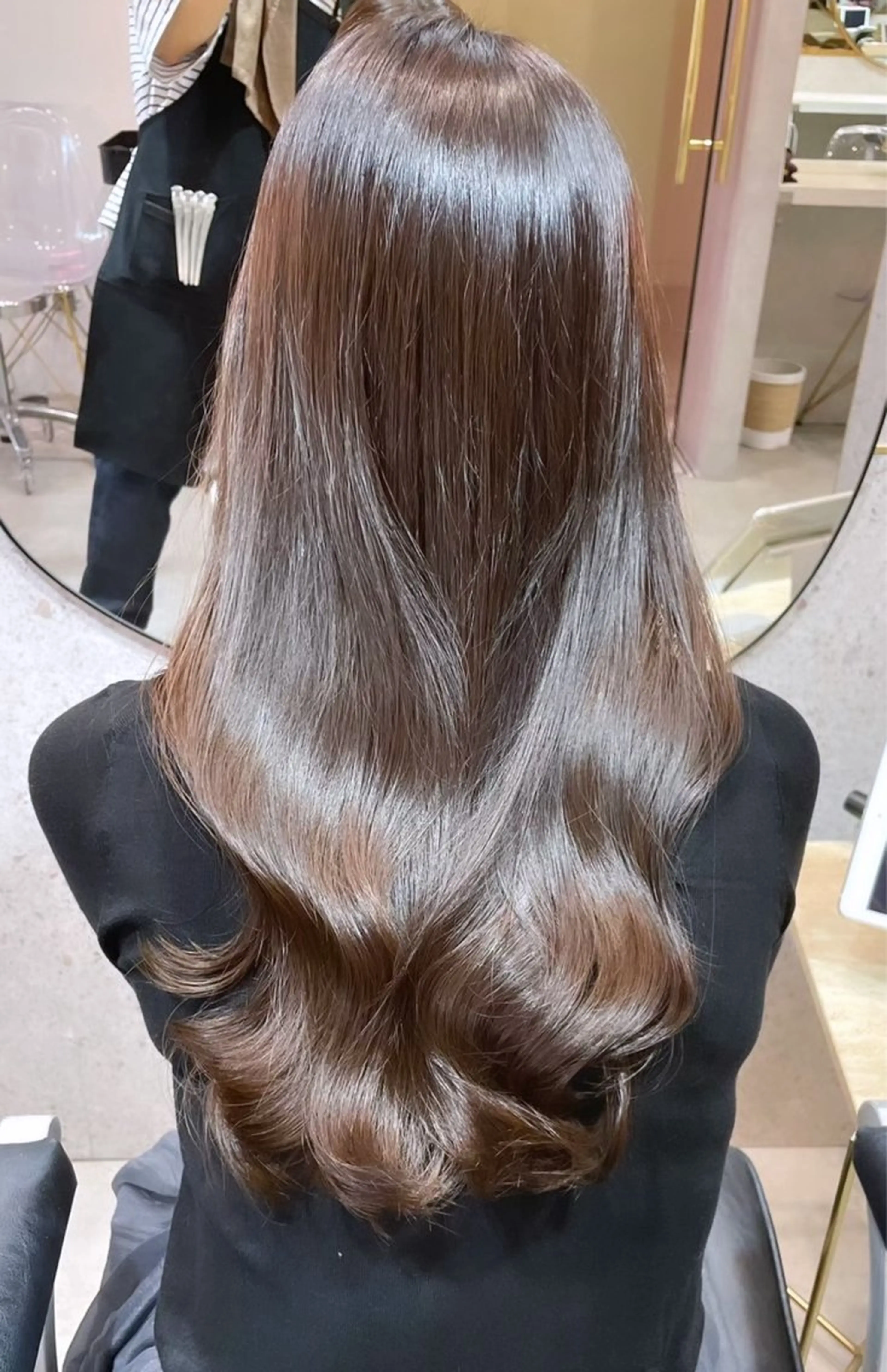 セミロング カラー カット ヘアカラー トリートメント ヘッドスパ ヘアセット 韓国レイヤー/透明感 カラー/髪質改善角所のヘアスタイル