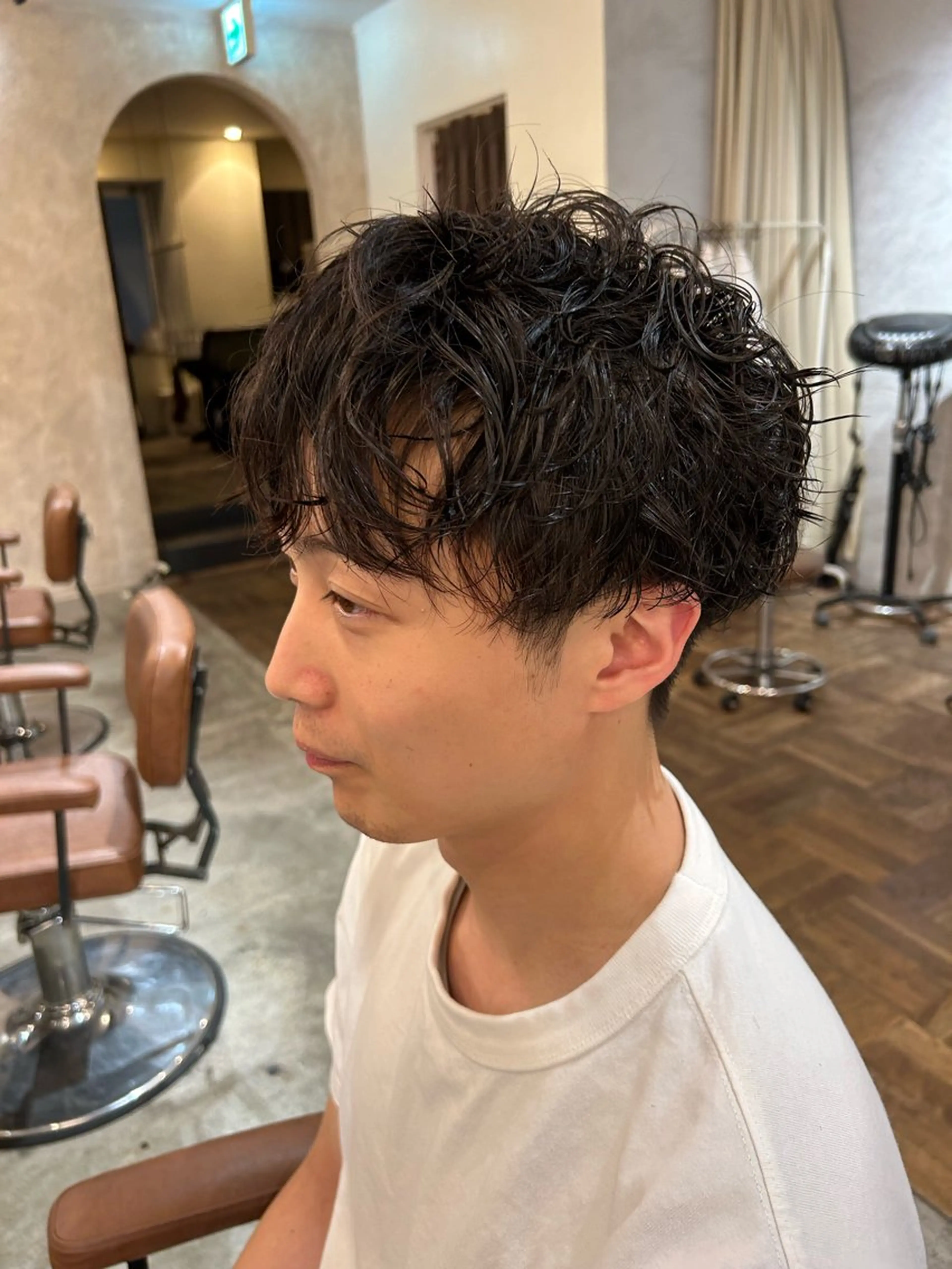 パーマ メンズ メンズパーマ カット パーマ 梅田/透明感カラー ボブレイヤーきょうかのヘアスタイル