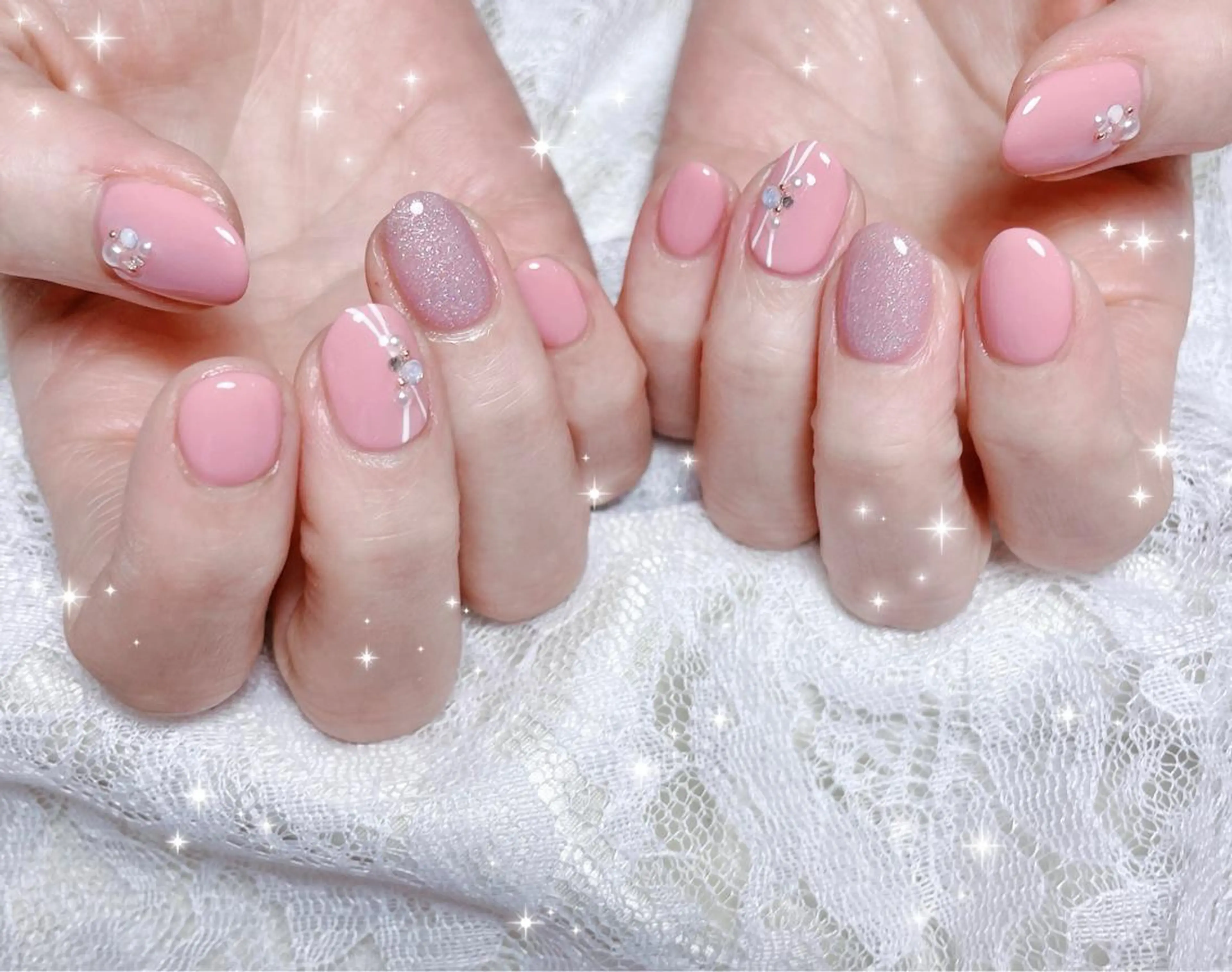 ネイル ピンク ピンクベージュ ハンドネイル FLARE NAIL フレアネイルのネイルデザイン