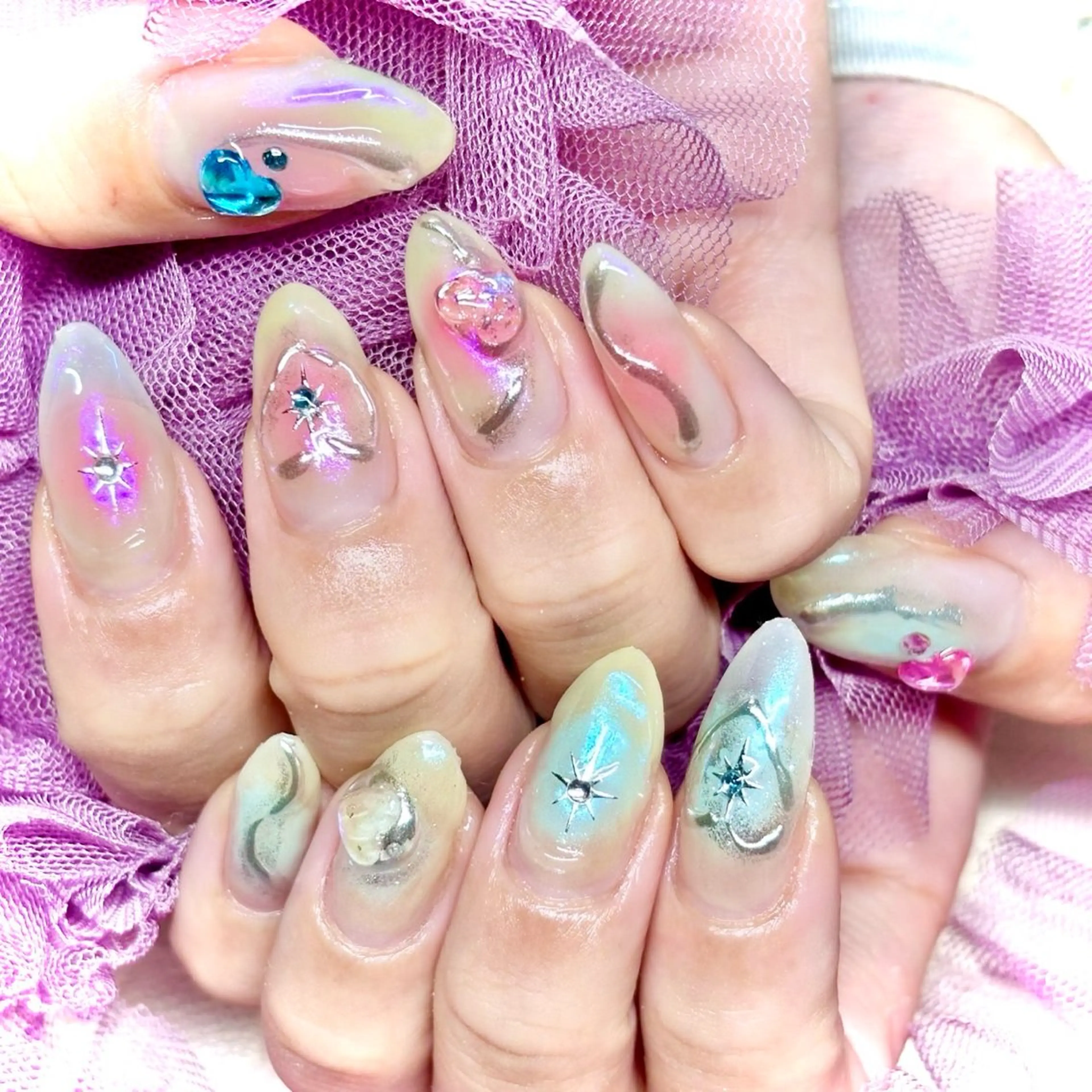 ネイル フットネイル ラメ(グリッター) スカルプネイル 春ネイル miminon 自宅ネイルサロンのネイルデザイン