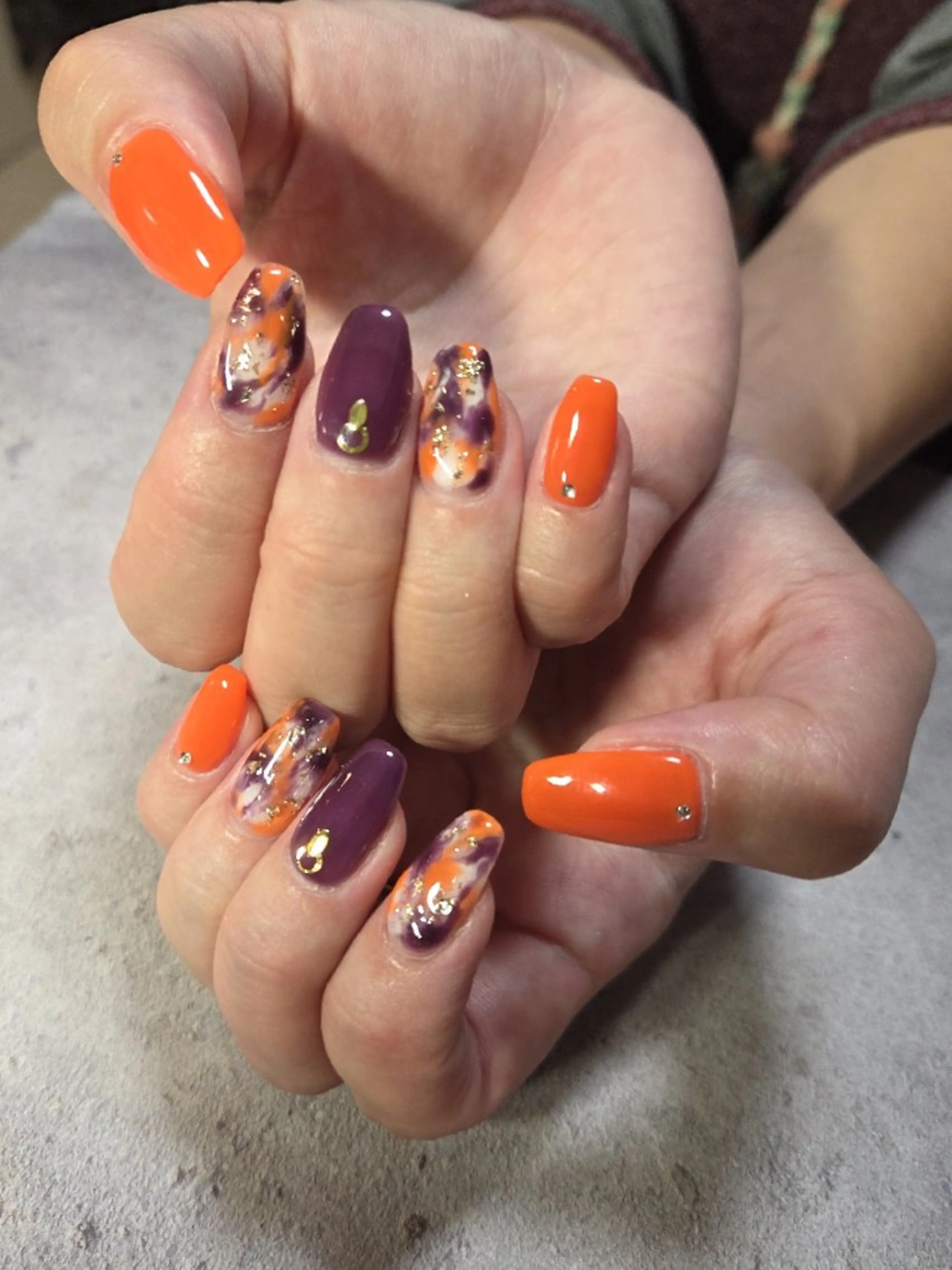 ネイル ジェルネイル ハロウィン キラキラネイル 大理石ネイル(マーブル) パラジェル ハンドネイル flure de neige yukiのネイルデザイン