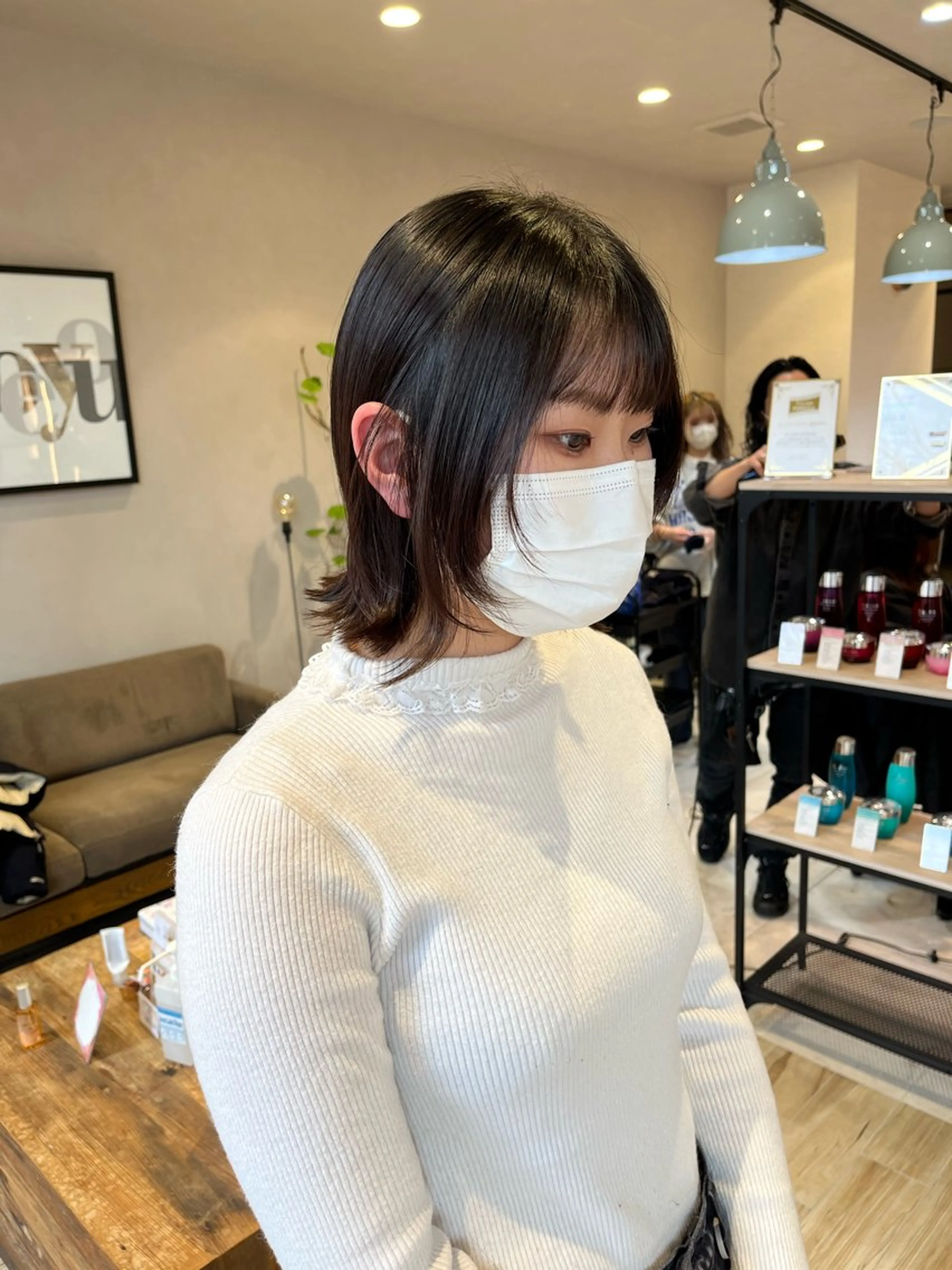 ミディアム ニュアンスパーマ 曲がる縮毛矯正 爲石のヘアスタイル