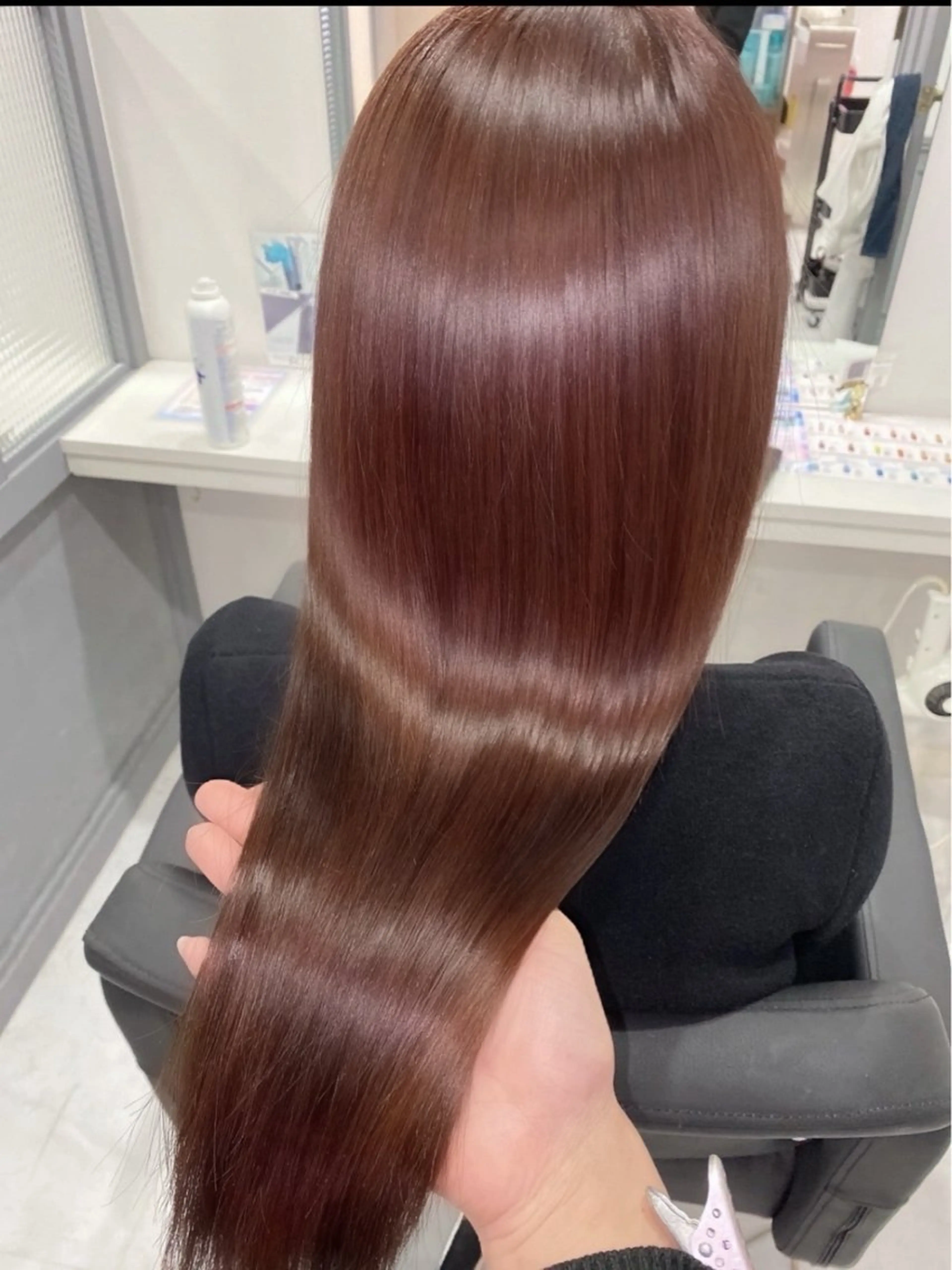 ロング ピンクブラウン 髪質改善 カット ヘアカラー トリートメント 💎韓国レイヤー ×エクステゆうま💎のヘアスタイル