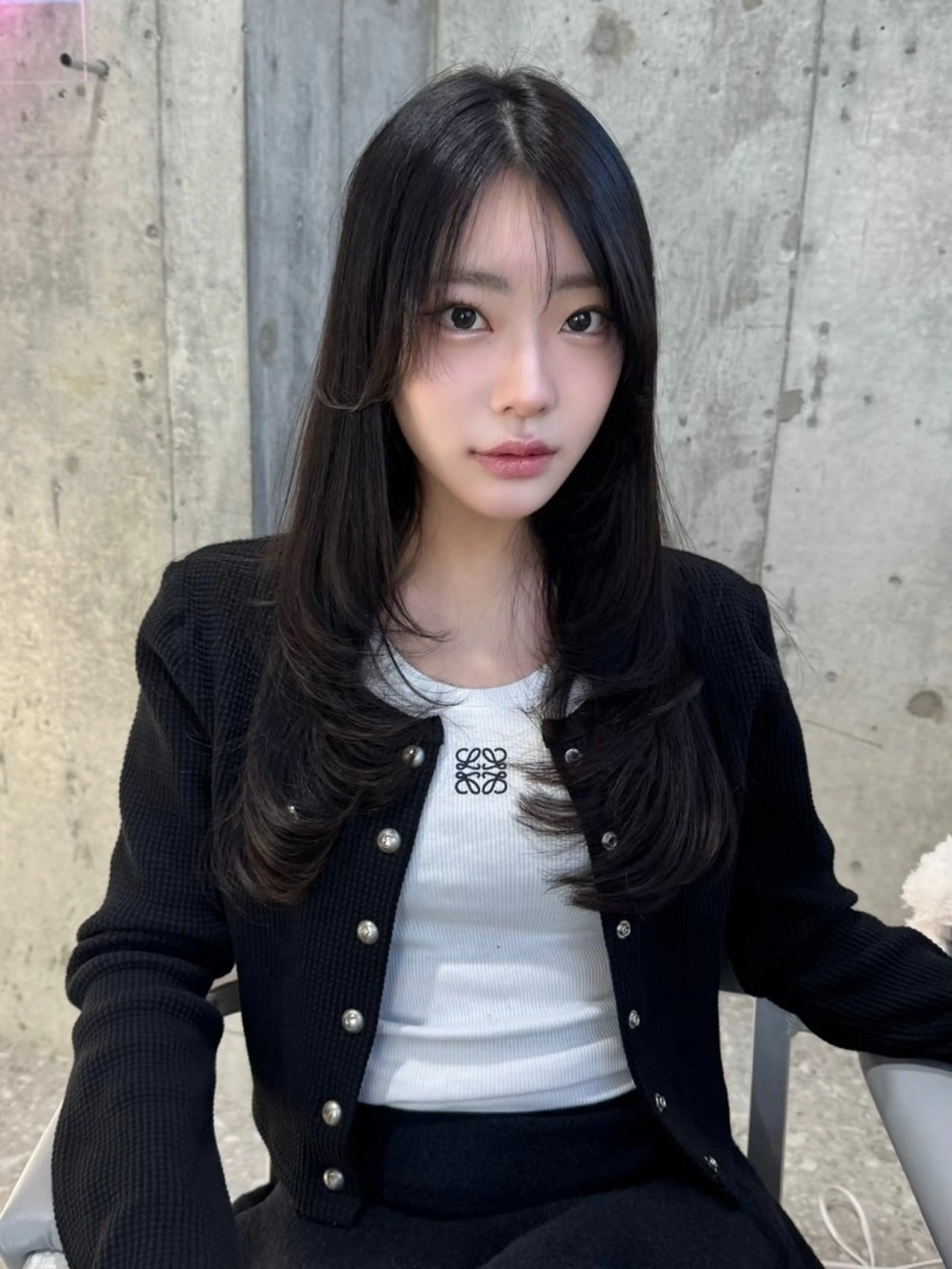 ロング 顔まわりレイヤー 顔周りカット 韓国風ヘア レイヤーカット カット トリートメント レイヤー/ボブ/ 髪質改善/梶川 夏季のヘアスタイル
