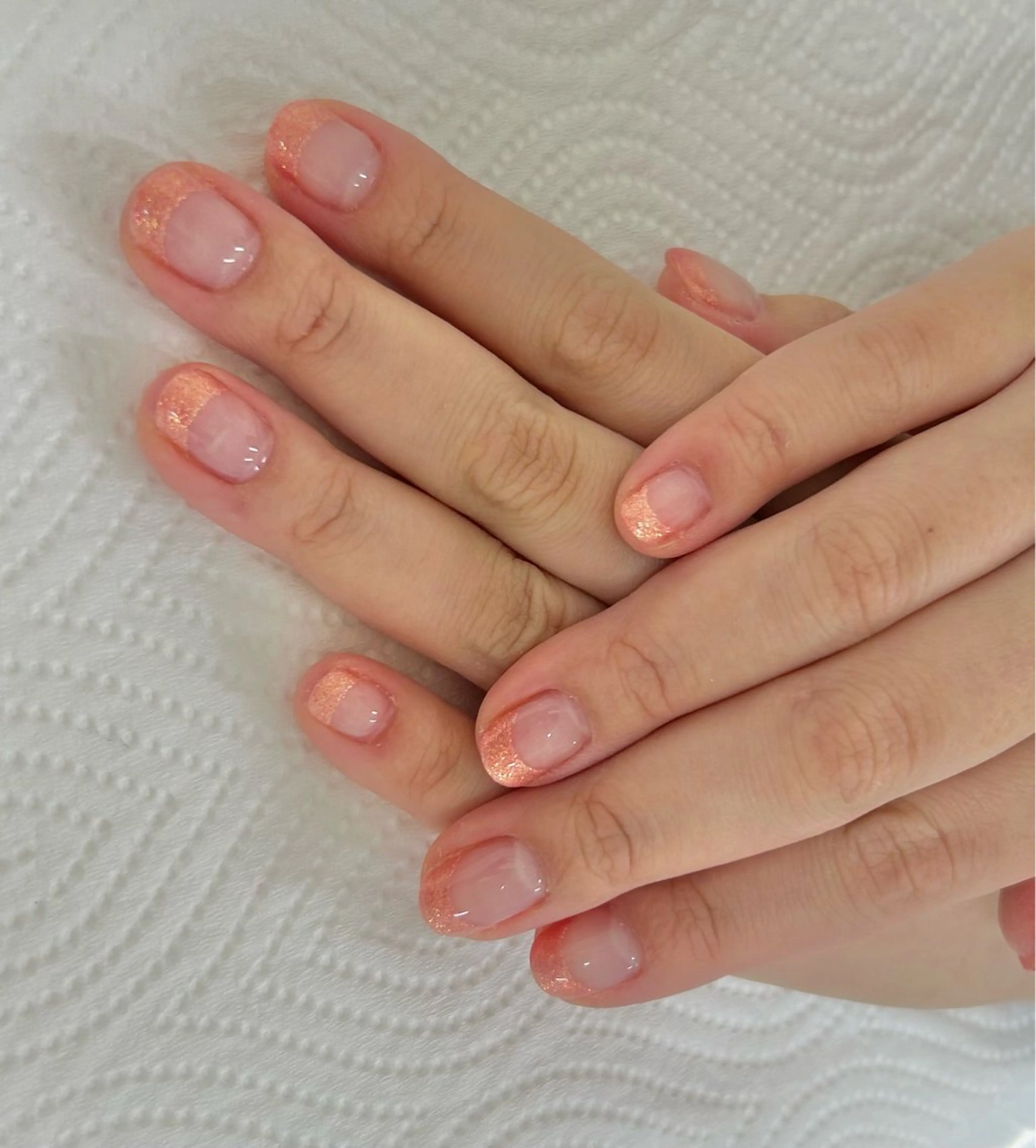 ネイル フレンチネイル ラメ(グリッター) ピンク ハンドネイル 片倉 愛美のネイルデザイン