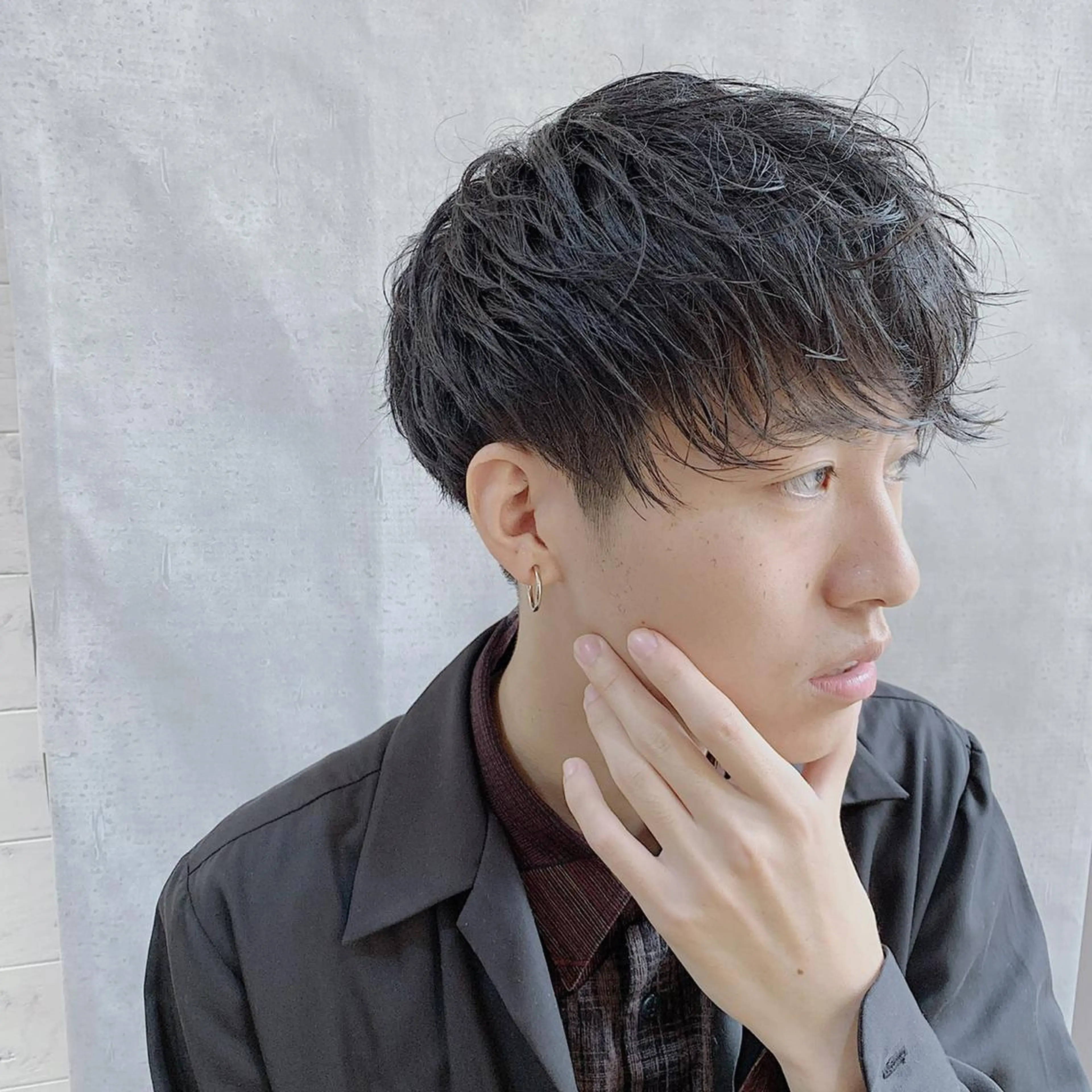 ショート カラー メンズ 刈り上げ _WHITE 難波本店のヘアスタイル