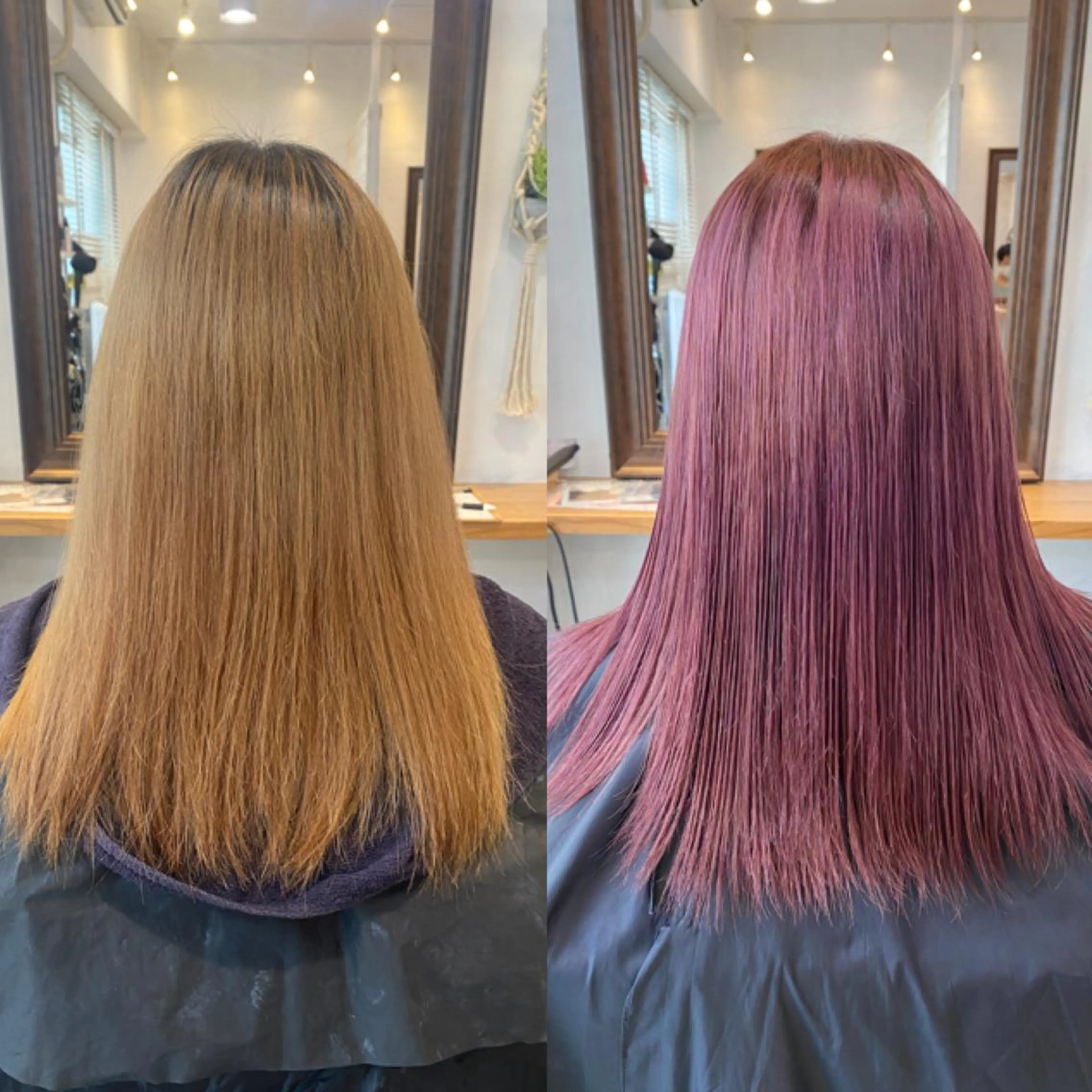 ロング カラー ブリーチ ブリーチなしカラー レイヤーカットのヘアスタイル
