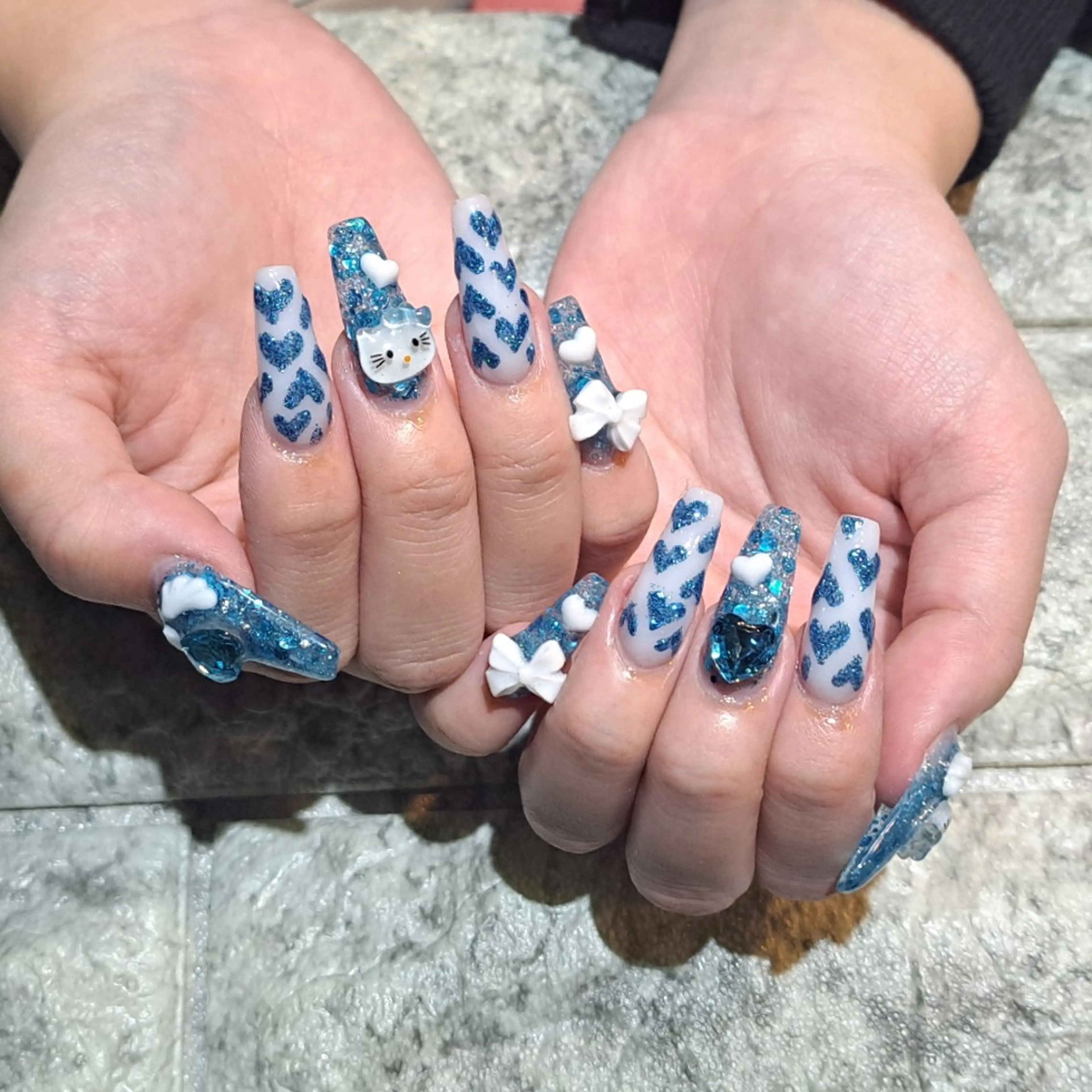 ネイル ブルー スカルプネイル RounGe町田店 🧸大谷のネイルデザイン