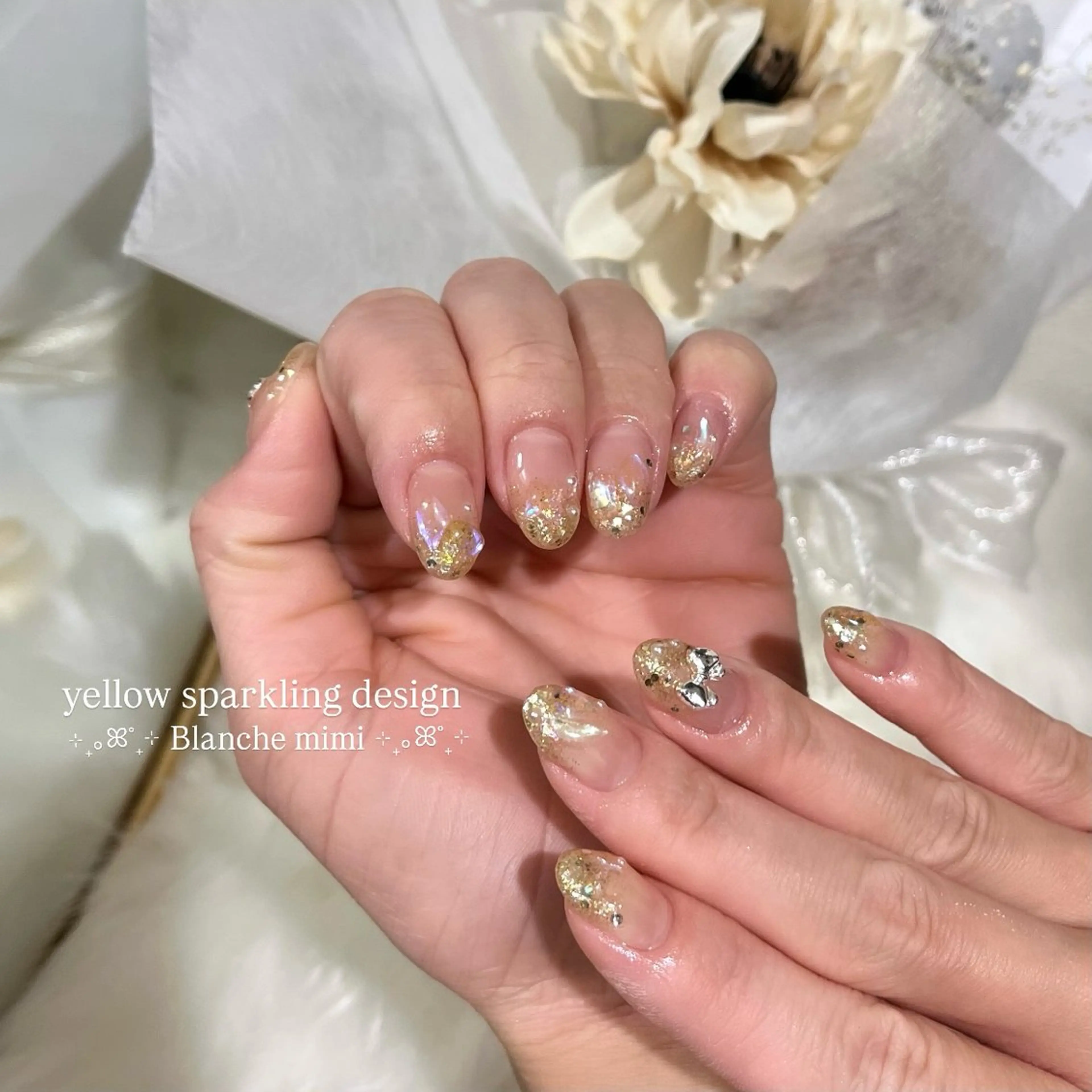 ネイル リボン ハンドネイル Blanche mimi所属・Blanche mimi.u_aのネイルデザイン