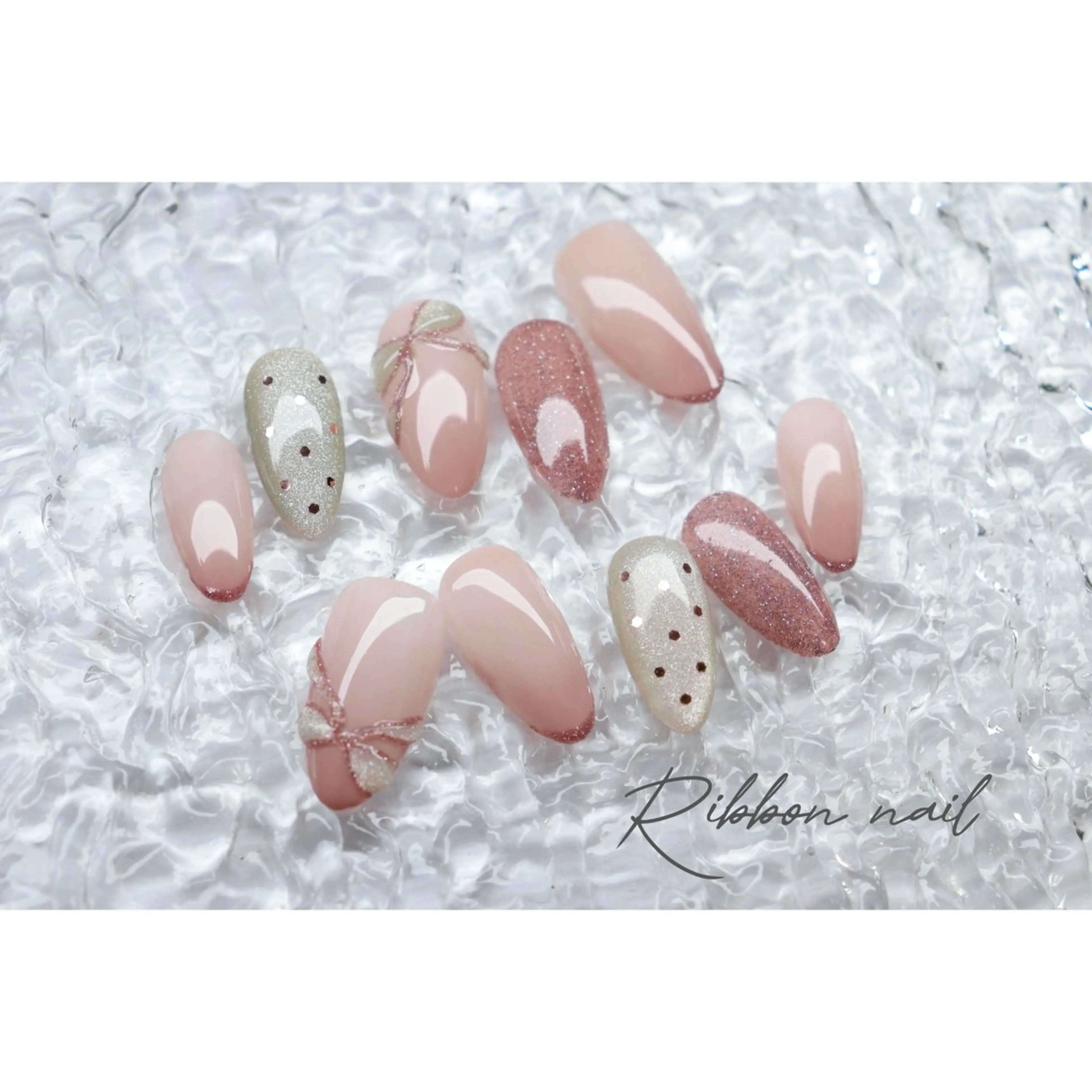 ネイル リボン ハンドネイル ハンドケア mapple nailのネイルデザイン