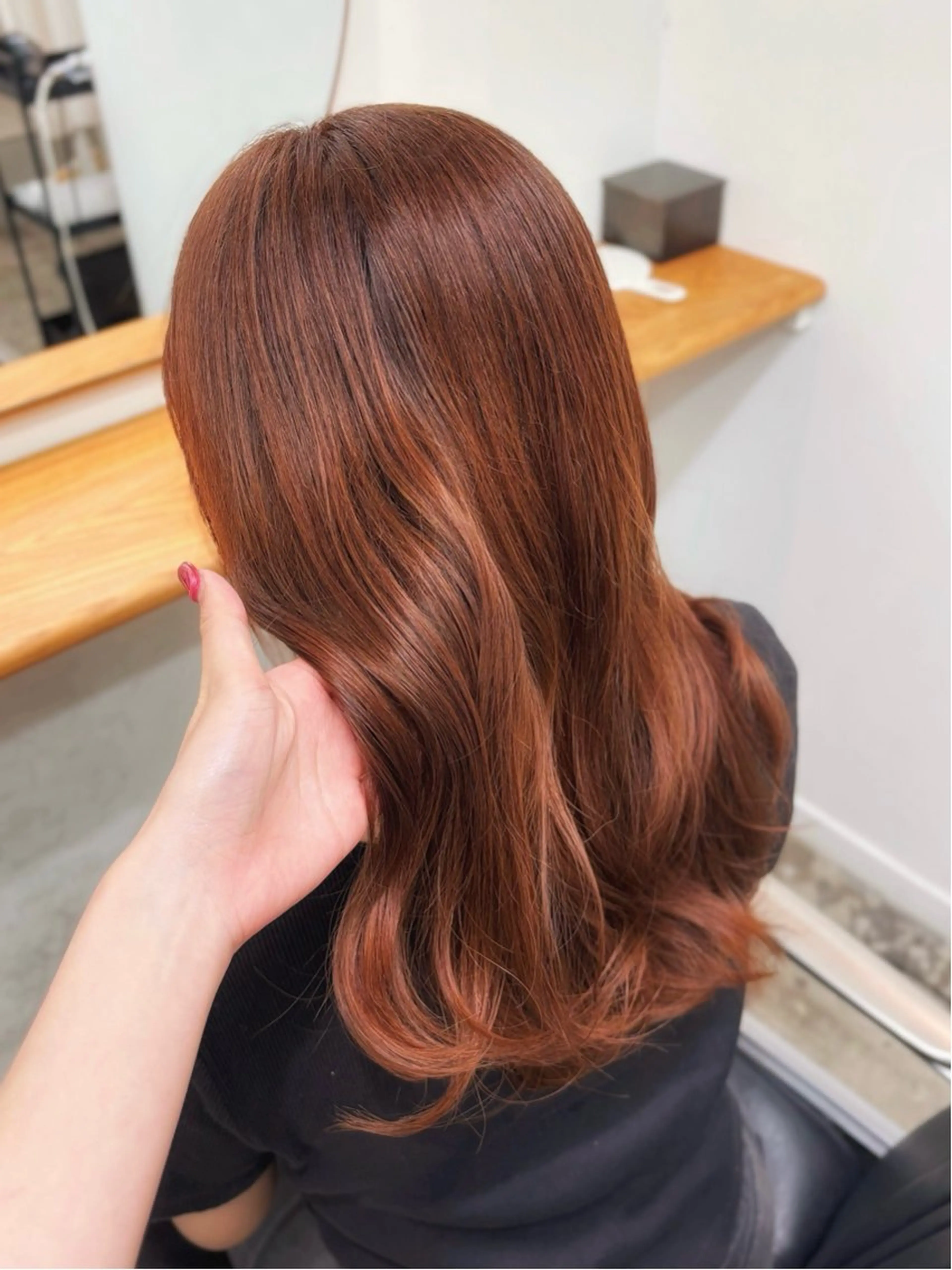 ロング カラー ブラウンカラー オレンジ オレンジブラウン ヘアカラー ENIEN MAKE’S 立川所属・ミカ💫/パーマ/ ボブ/暖色カラーのヘアスタイル