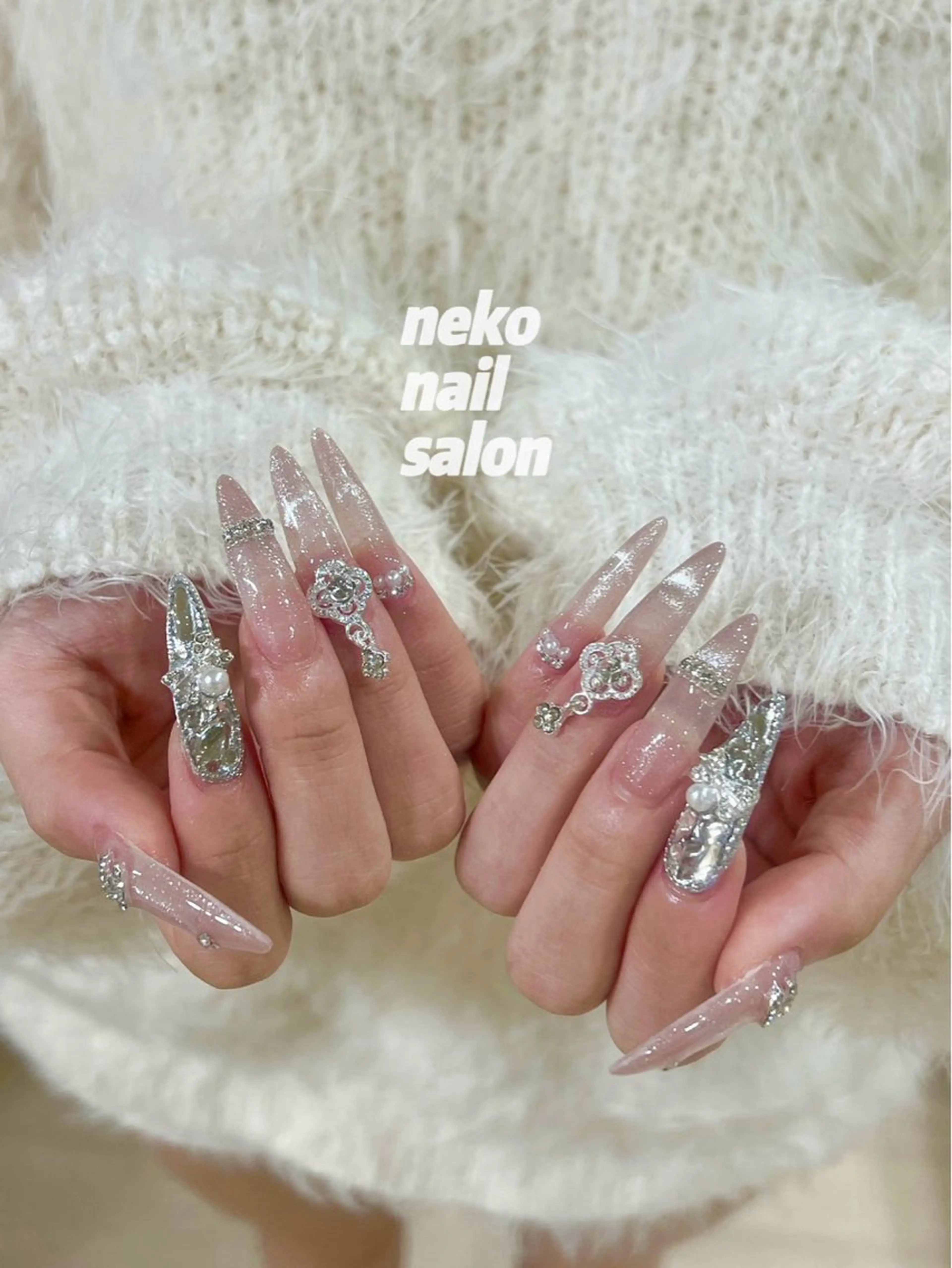 ネイル ロングネイル ネイルチップ ワンホンネイル ハンドネイル neko nail所属・neko nailのネイルデザイン